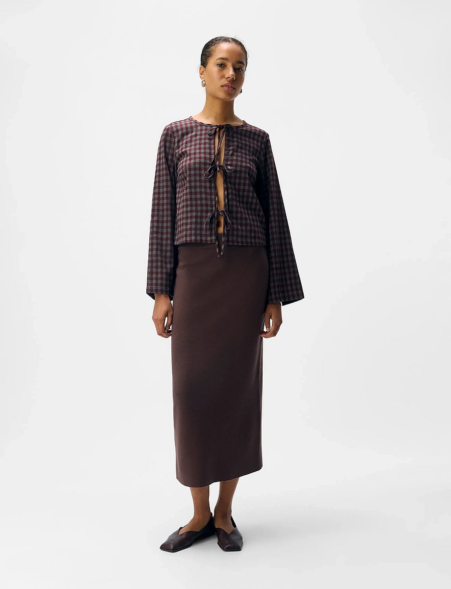 Object - OBJREYNARD HW KNIT SKIRT NOOS - seal brown - 4