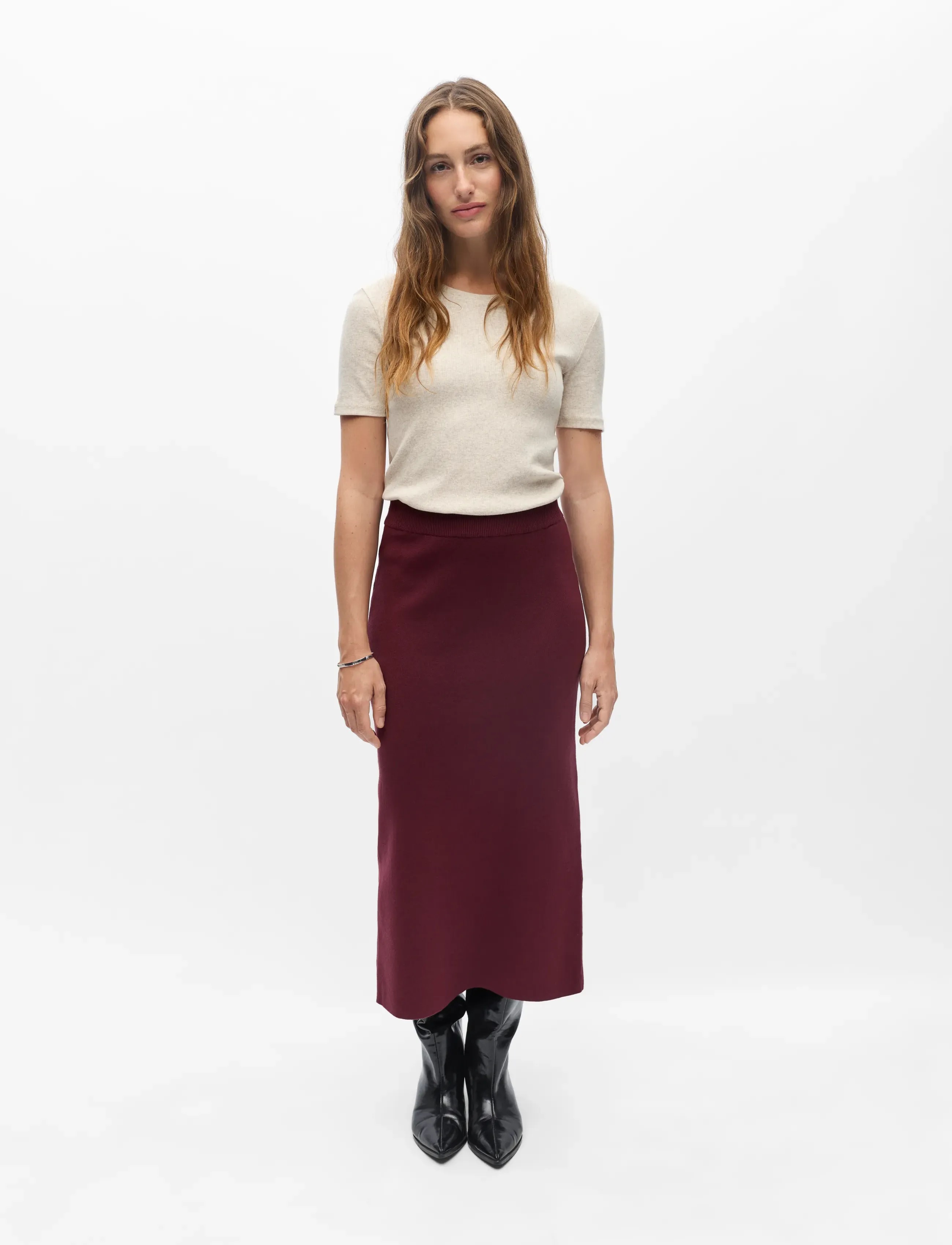 Object OBJREYNARD HW KNIT SKIRT NOOS - Object - WINDSOR WINE / burgundy
