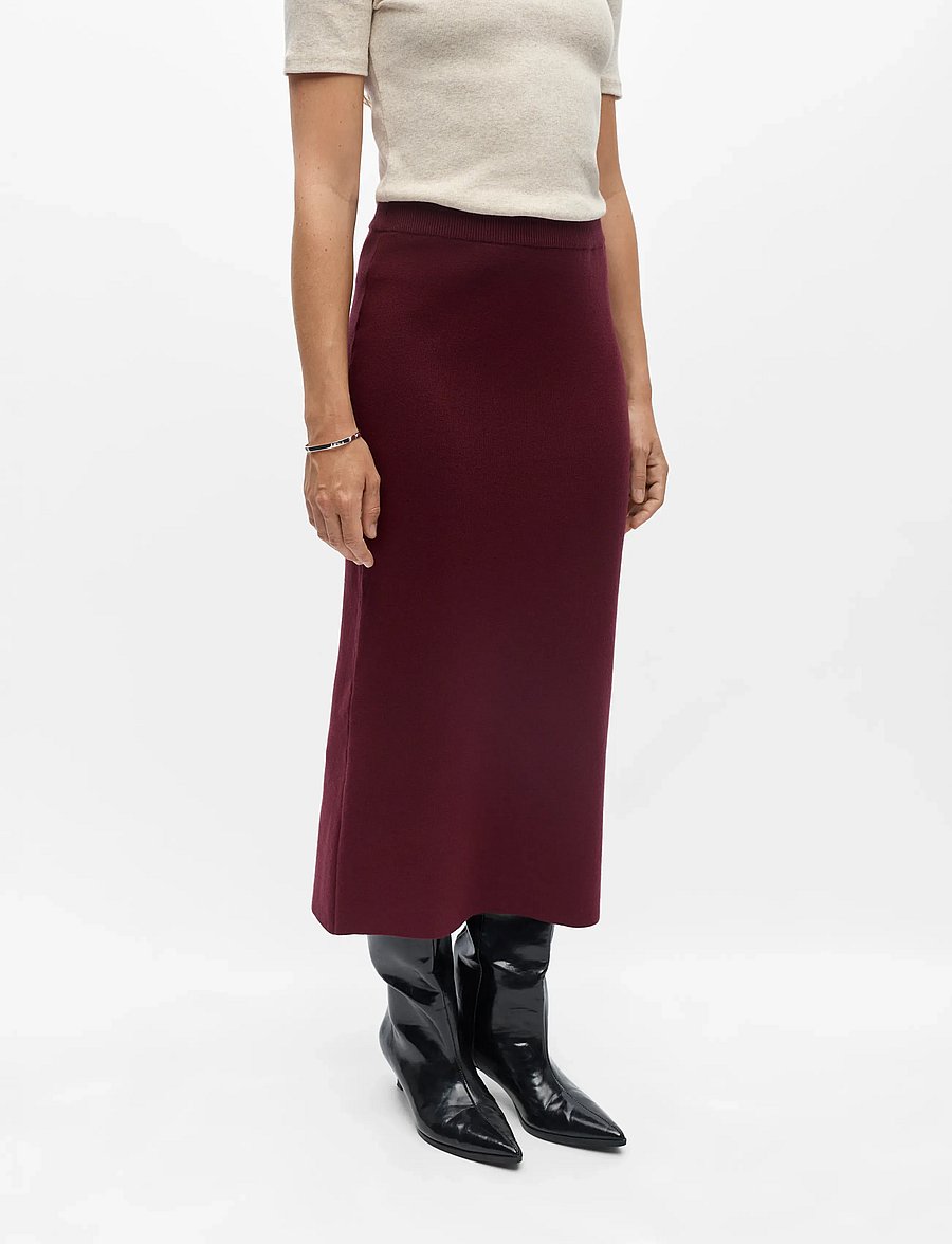 Object - OBJREYNARD HW KNIT SKIRT NOOS - stickade kjolar - windsor wine - 3