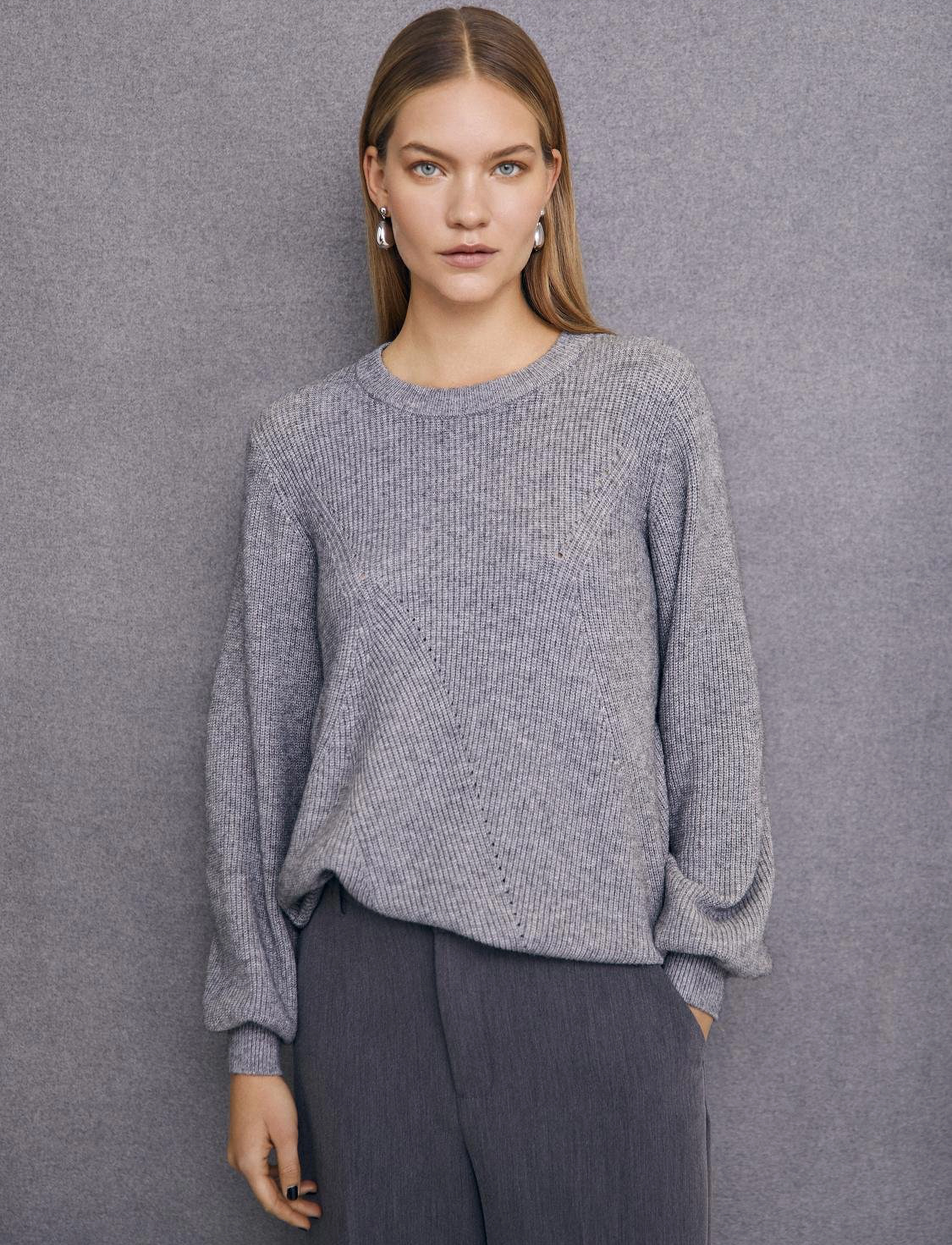 Object - OBJDITTE RE L/S KNIT PULLOVER NOOS - swetry - medium grey melange - 2