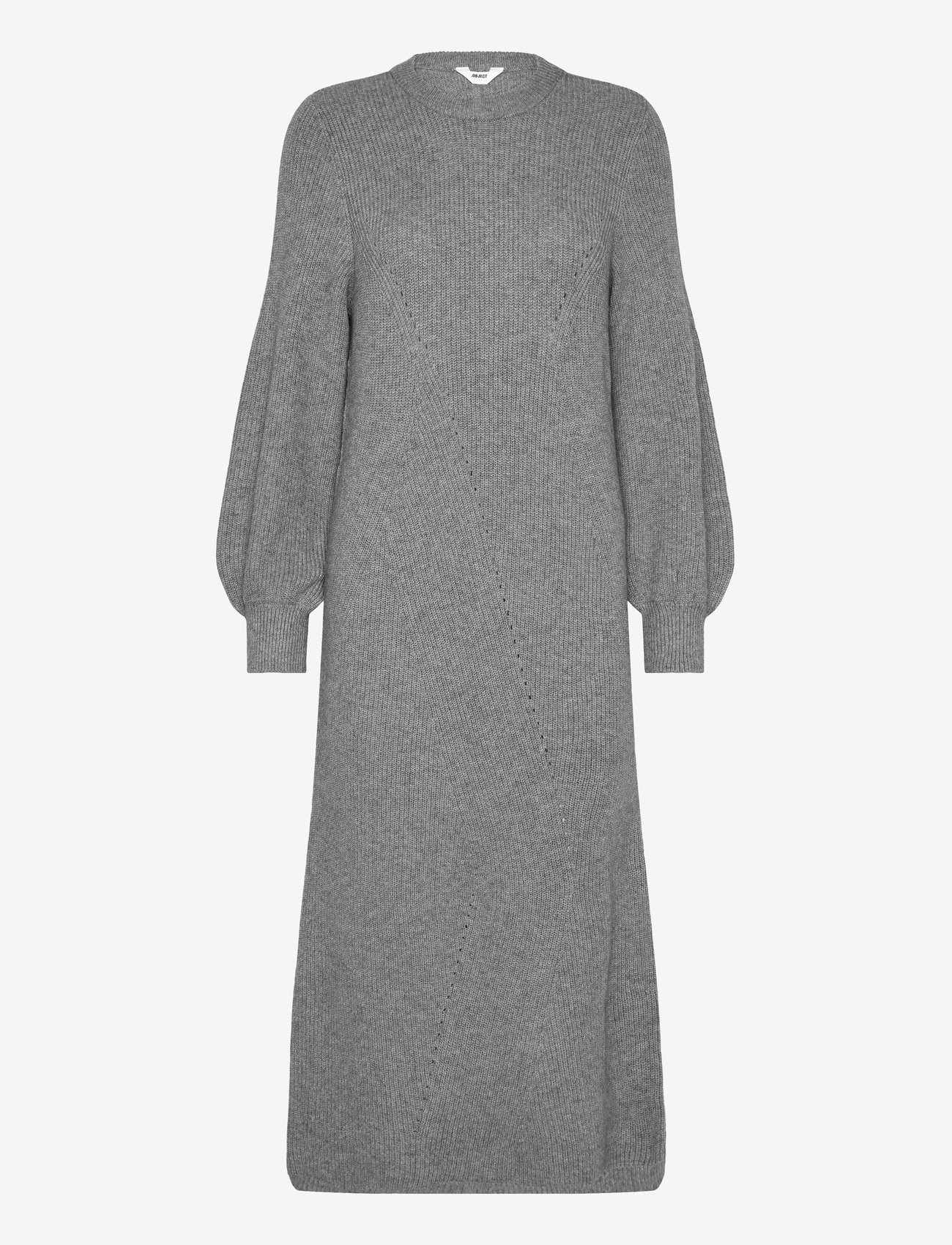 Object - OBJDITTE RE L/S KNIT MIDI DRESS NOOS - medium grey melange - 0
