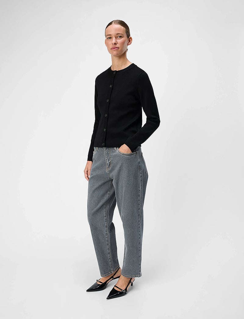 Object - OBJESTER SLI L/S KNIT CARDIGAN NOOS - koftor - black - 4