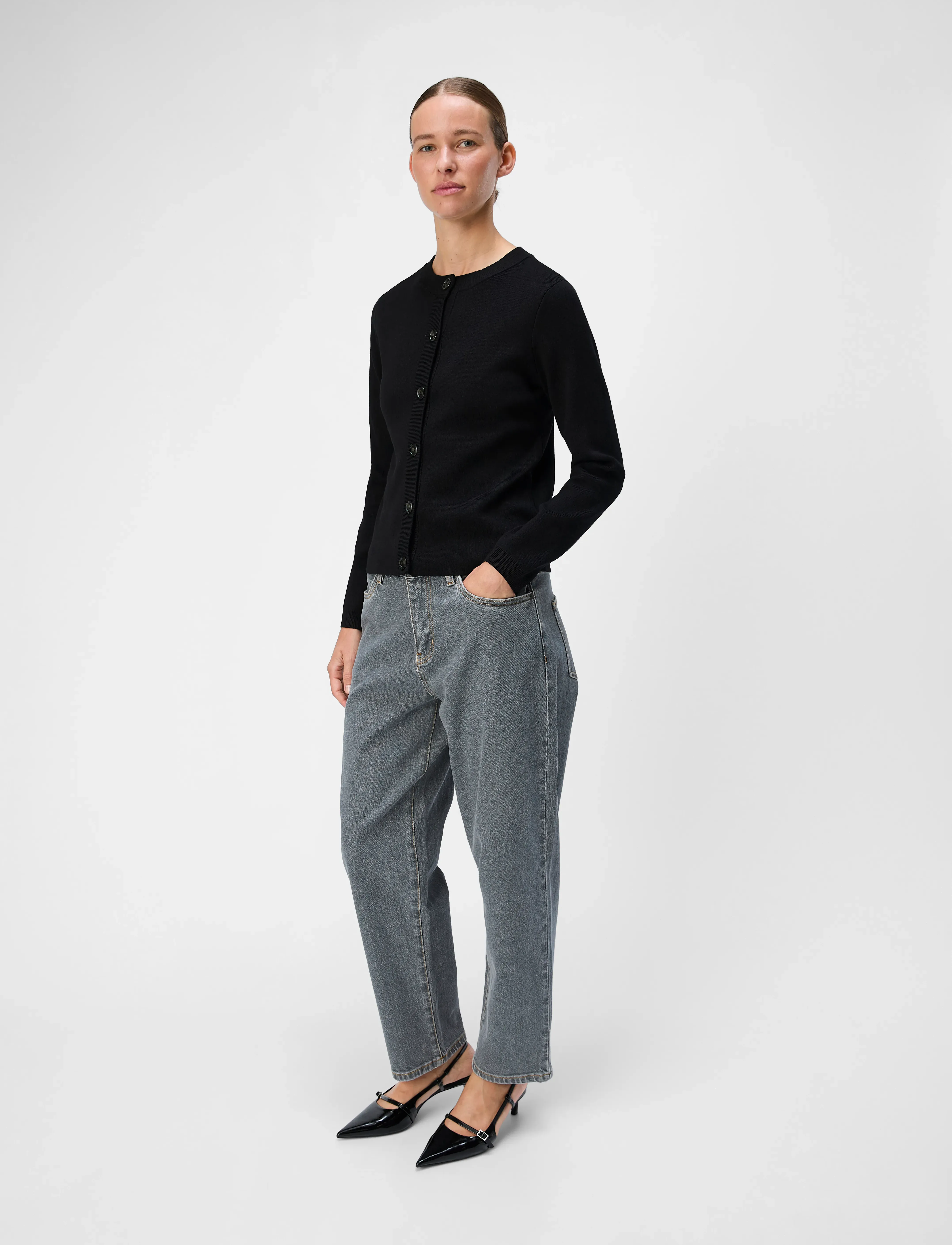 Object - OBJESTER SLI L/S KNIT CARDIGAN NOOS - cardigans - black - 4