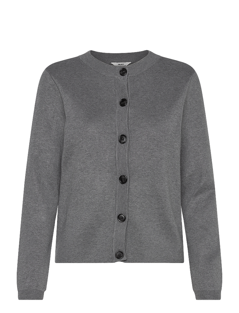 Object - OBJESTER SLI L/S KNIT CARDIGAN NOOS - koftor - medium grey melange - 1