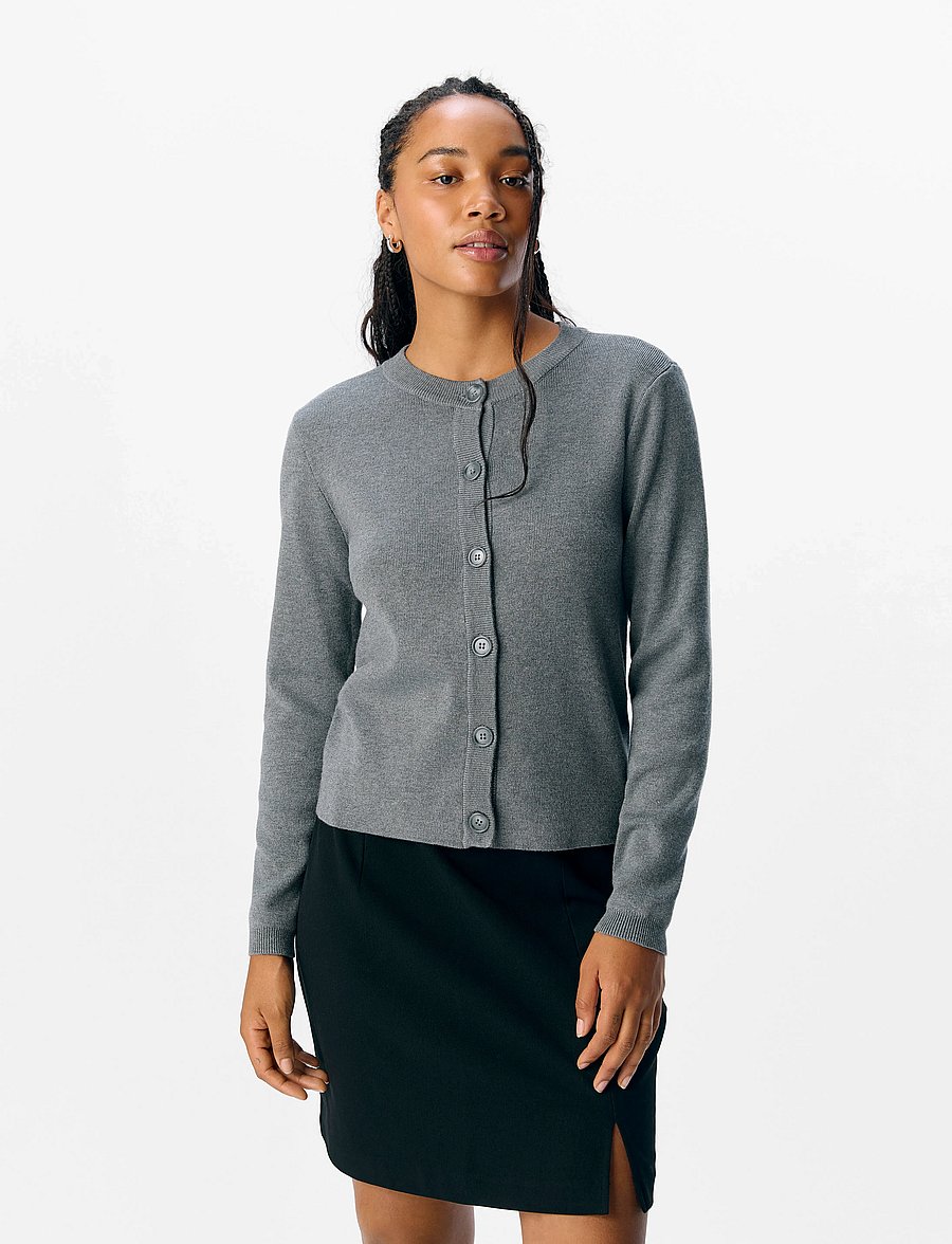 Object - OBJESTER SLI L/S KNIT CARDIGAN NOOS - strickjacken - medium grey melange - 0