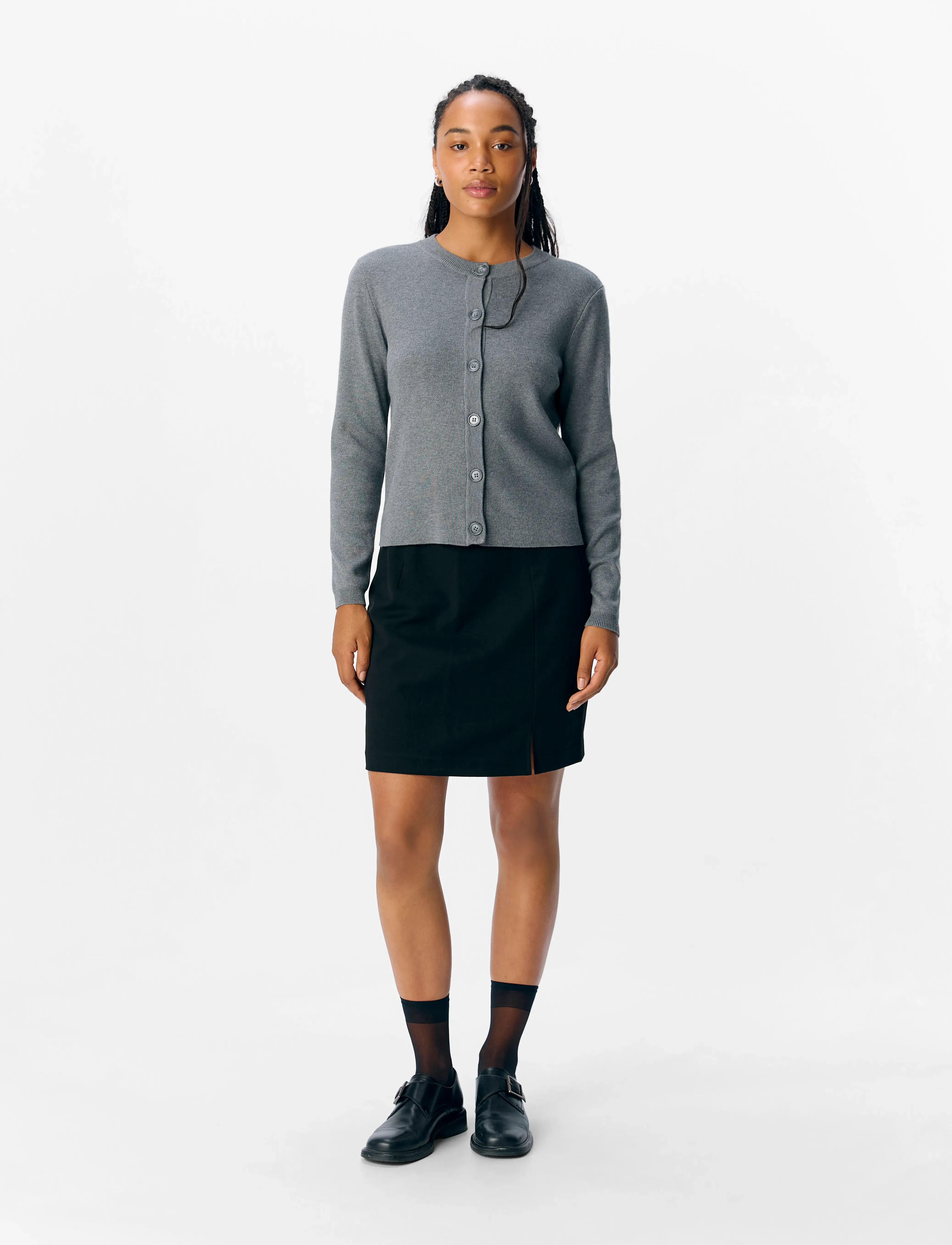 Object - OBJESTER SLI L/S KNIT CARDIGAN NOOS - cardigans - medium grey melange - 4