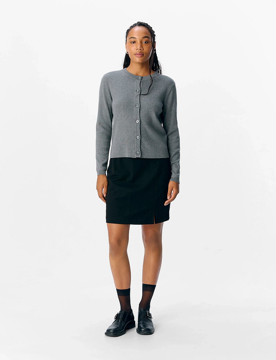 Object - OBJESTER SLI L/S KNIT CARDIGAN NOOS - strickjacken - medium grey melange - 4