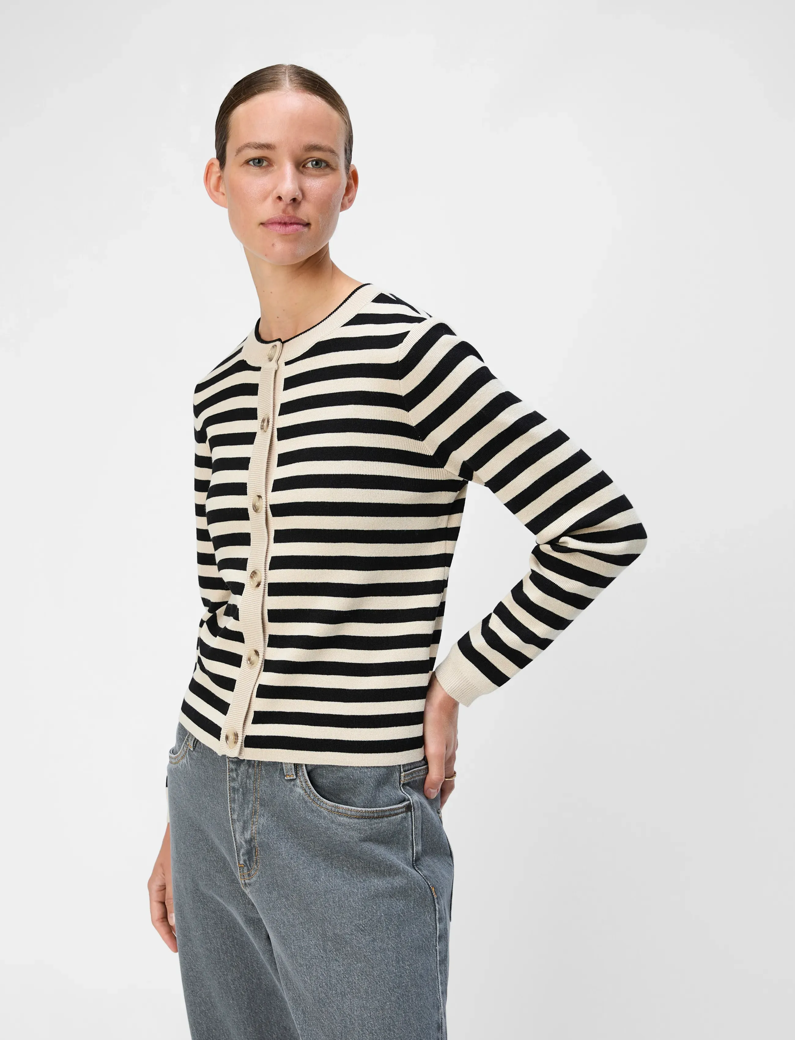 Object Objester Sli L/S Knit Cardigan Noos, M, Knitwear, Beige - Cardigans, Frauen