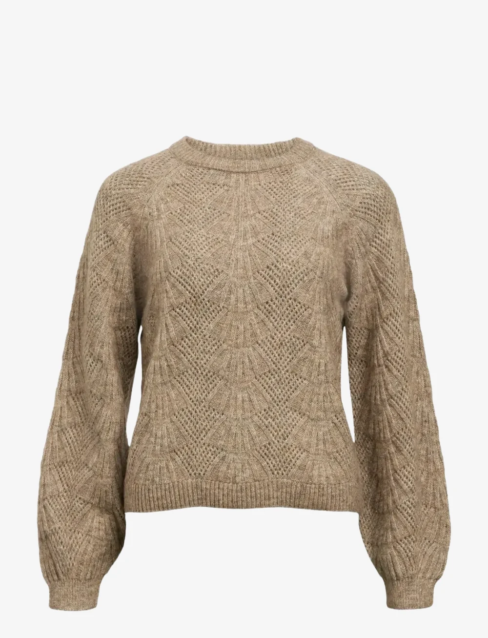 Object - OBJFLORA RE L/S KNIT PULLOVER NOOS - striktrøjer - desert taupe - 1