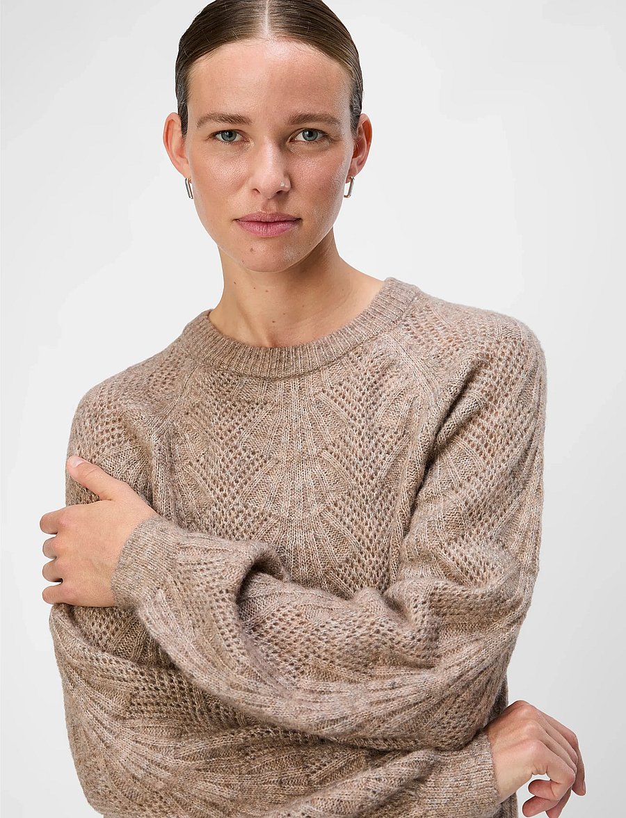 Object - OBJFLORA RE L/S KNIT PULLOVER NOOS - sviitrid - desert taupe - 4