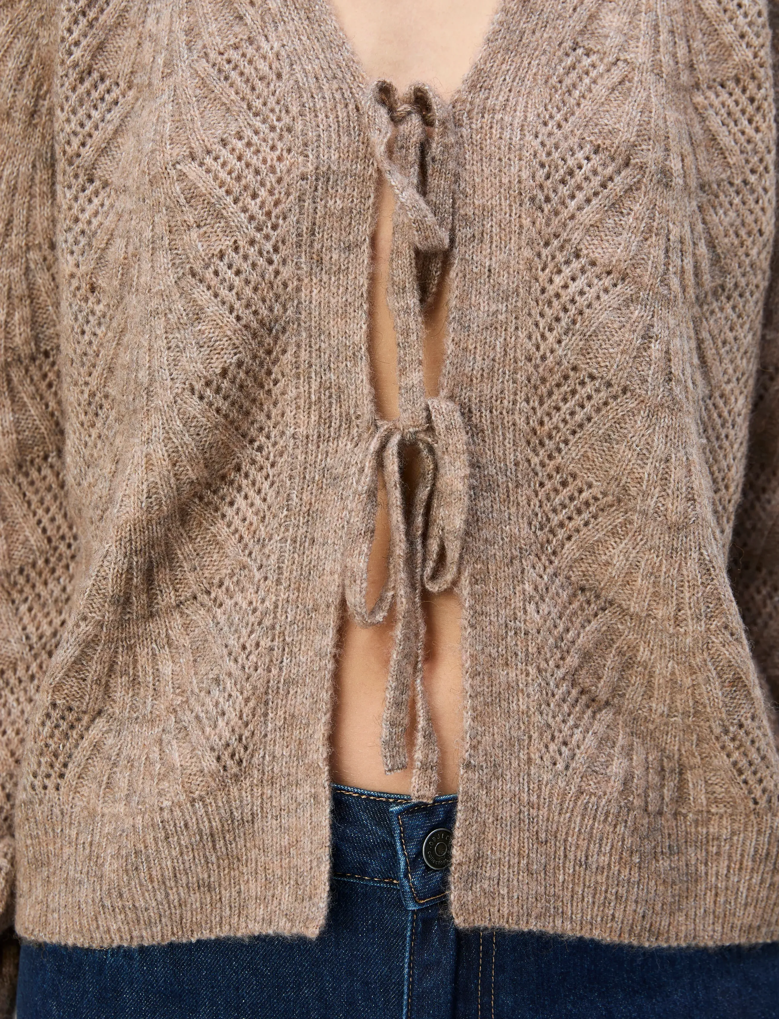Object - OBJFLORA RE L/S KNIT CARDIGAN NOOS - strickjacken - desert taupe - 4