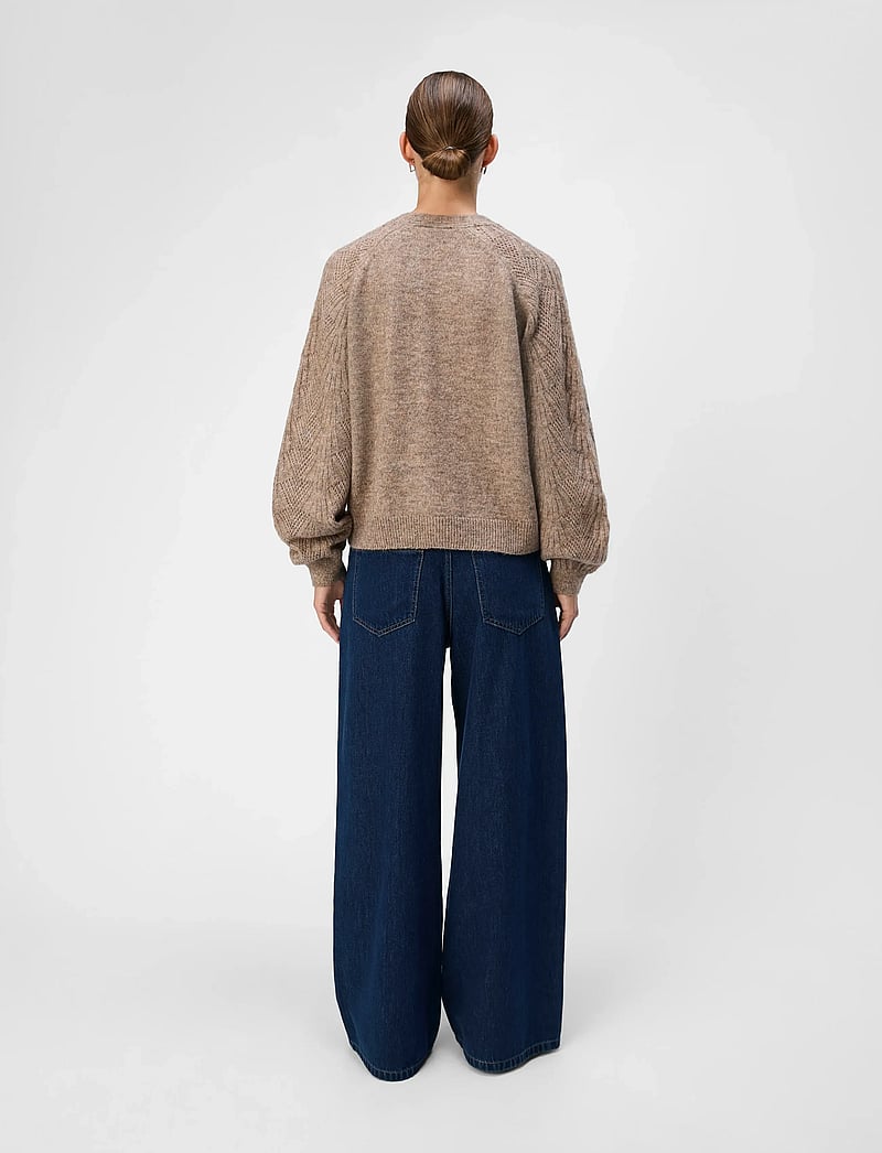 Object - OBJFLORA RE L/S KNIT CARDIGAN NOOS - neuletakit - desert taupe - 5