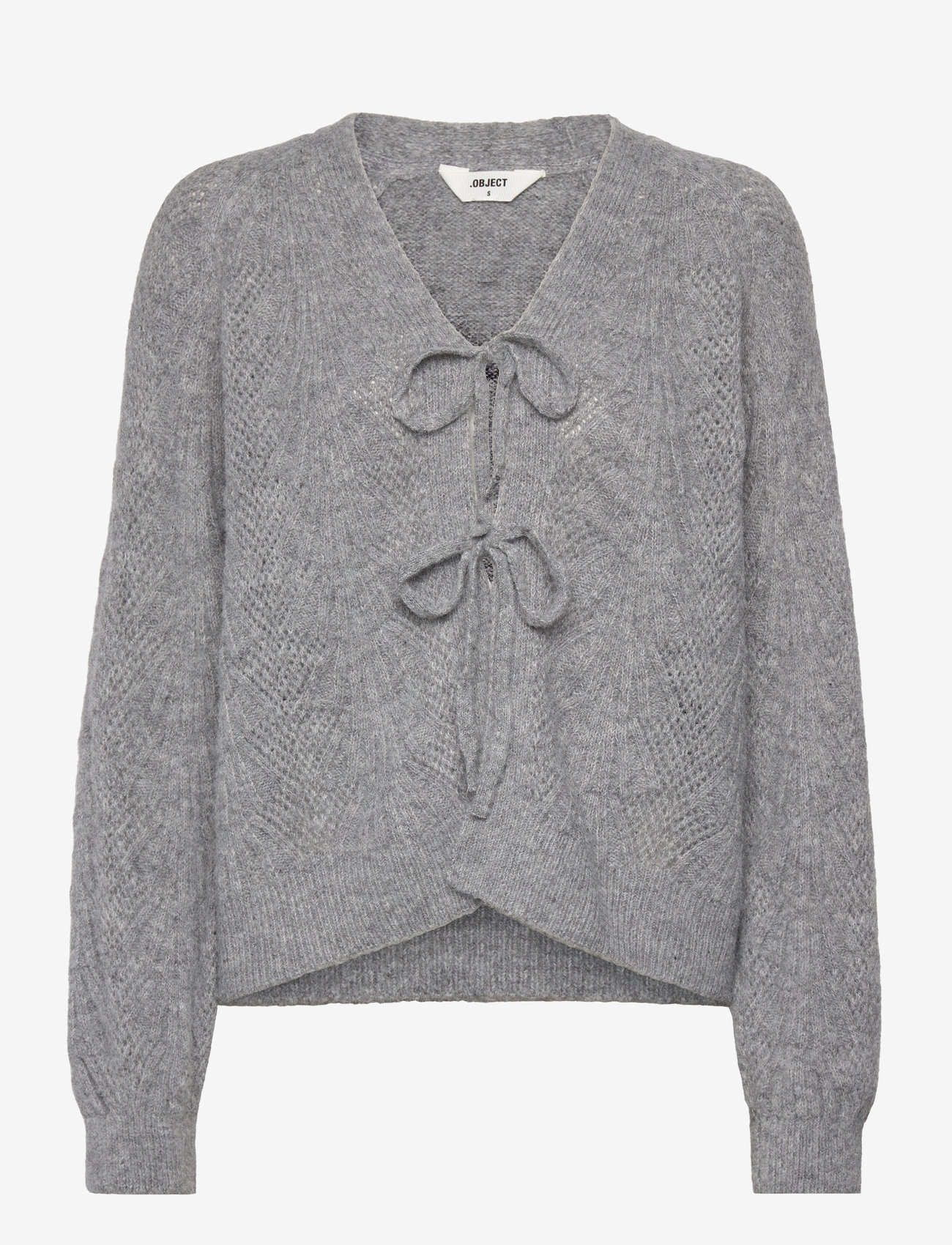 Object - OBJFLORA RE L/S KNIT CARDIGAN NOOS - cardigans - medium grey melange - 1