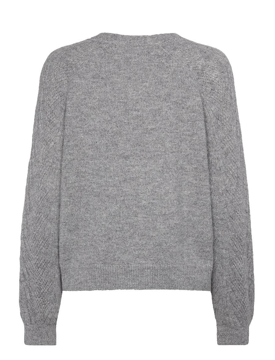 Object - OBJFLORA RE L/S KNIT CARDIGAN NOOS - strickjacken - medium grey melange - 2