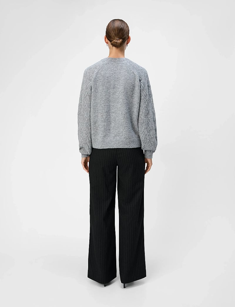 Object - OBJFLORA RE L/S KNIT CARDIGAN NOOS - cardigans - medium grey melange - 3