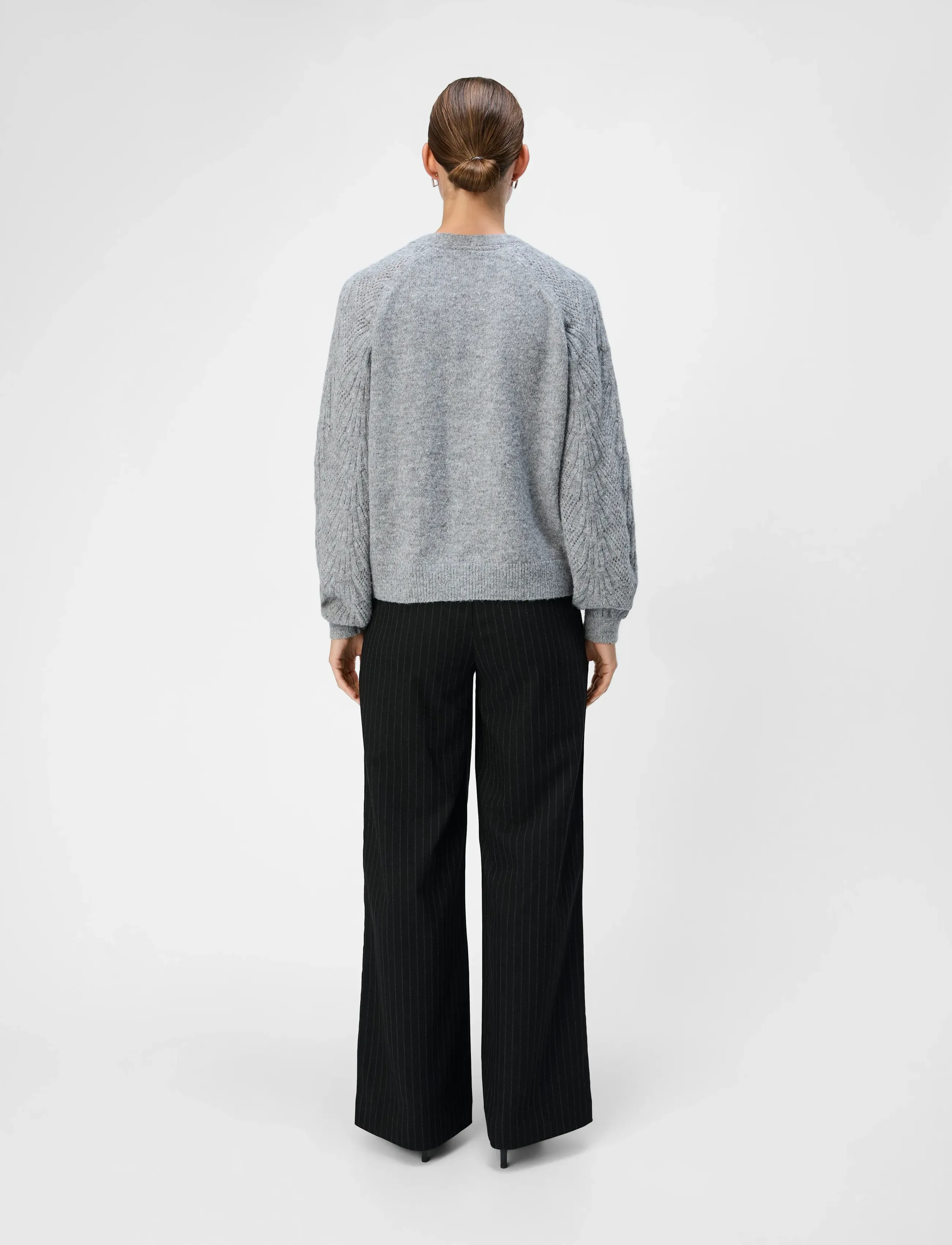 Object - OBJFLORA RE L/S KNIT CARDIGAN NOOS - kardiganid - medium grey melange - 3