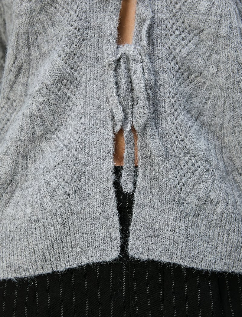 Object - OBJFLORA RE L/S KNIT CARDIGAN NOOS - cardigans - medium grey melange - 5