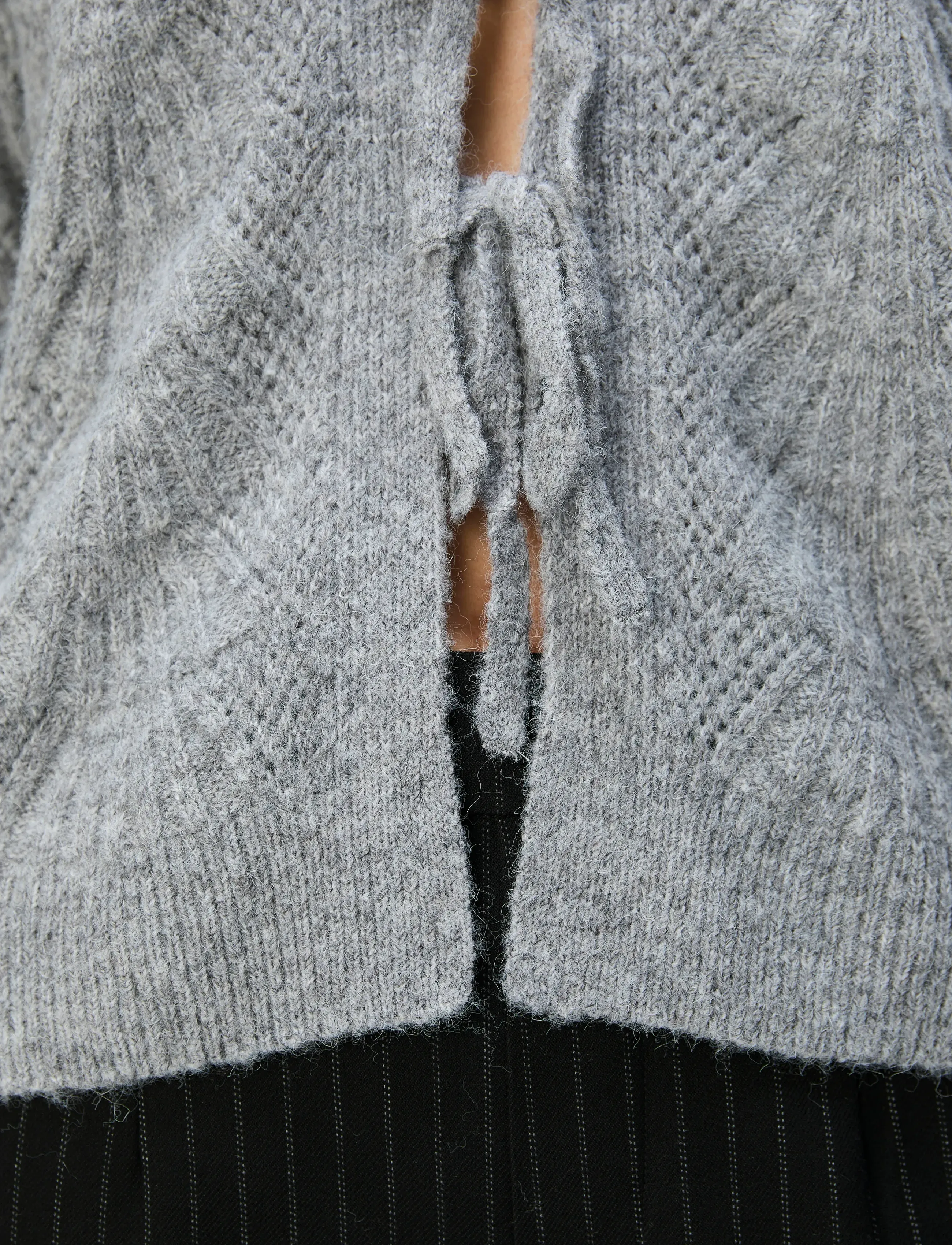 Object - OBJFLORA RE L/S KNIT CARDIGAN NOOS - kardiganid - medium grey melange - 5