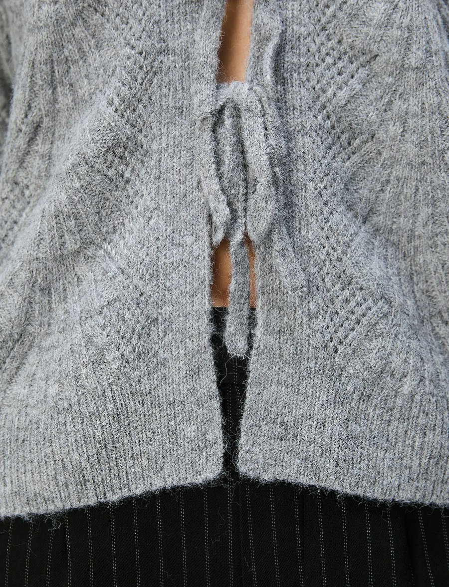 Object - OBJFLORA RE L/S KNIT CARDIGAN NOOS - strickjacken - medium grey melange - 5