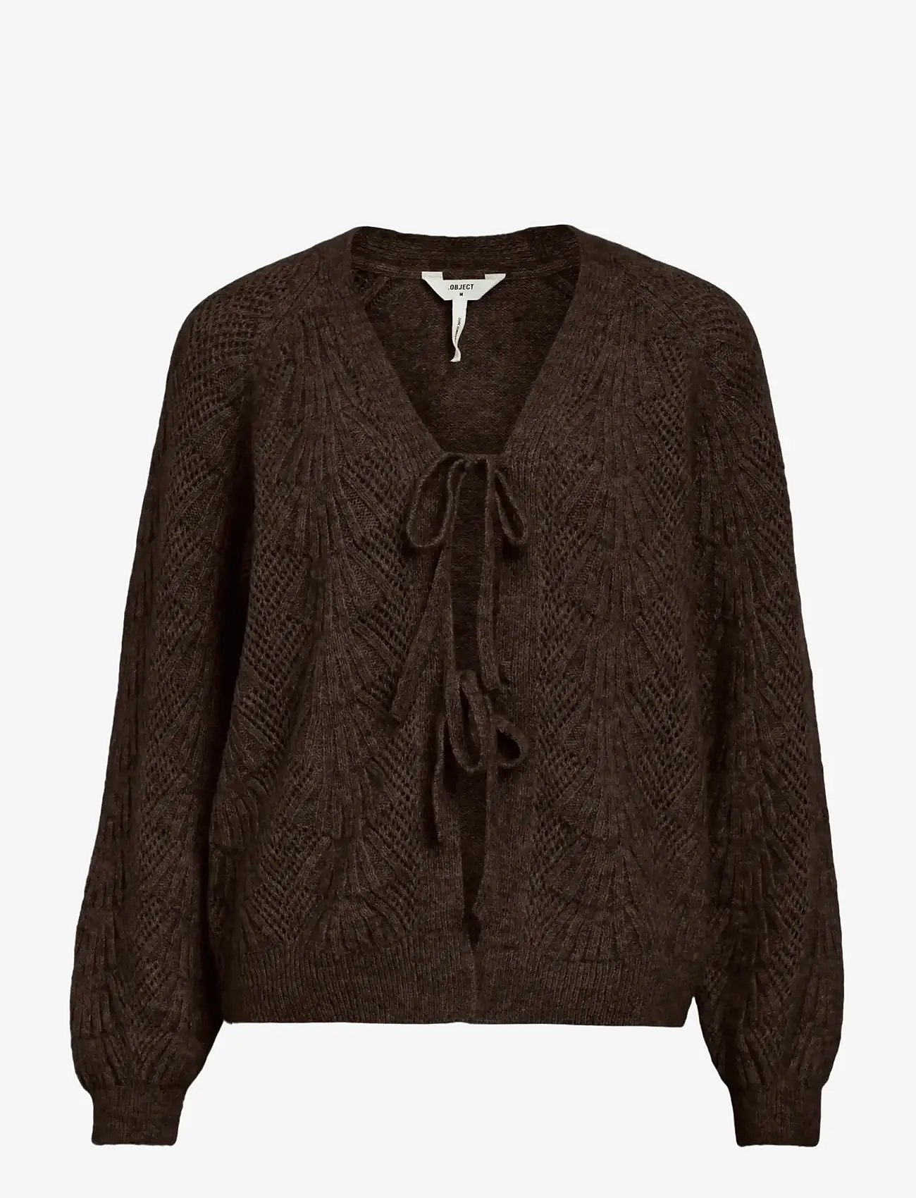 Object - OBJFLORA RE L/S KNIT CARDIGAN NOOS - swetry rozpinane - seal brown - 1