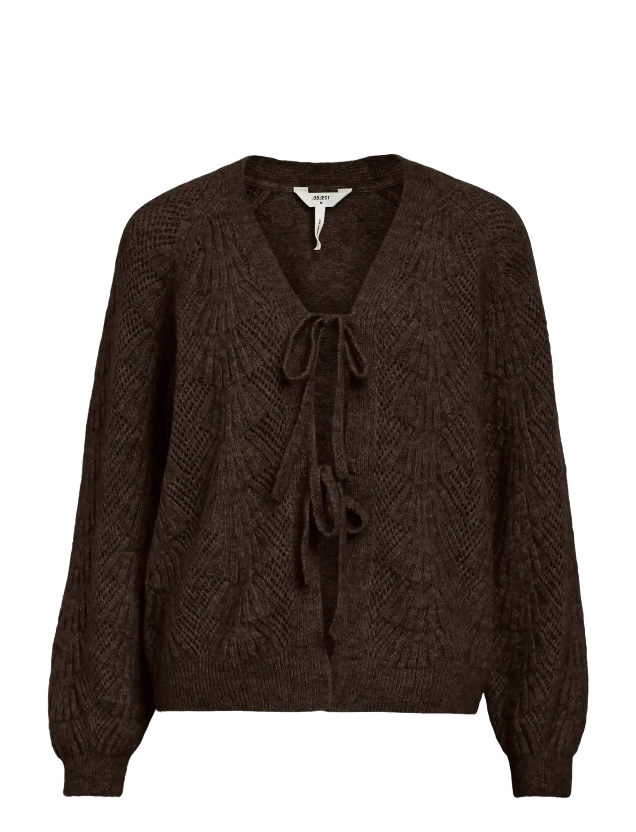 OBJFLORA RE L/S KNIT CARDIGAN NOOS - SEAL BROWN