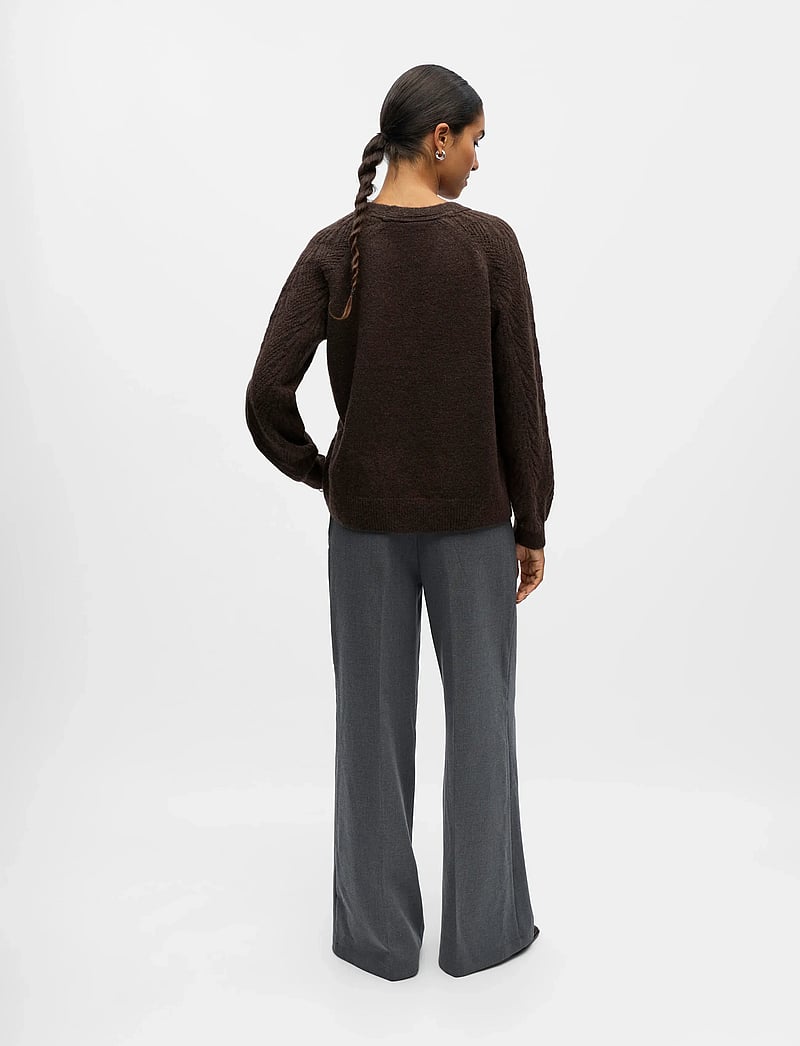 Object - OBJFLORA RE L/S KNIT CARDIGAN NOOS - swetry rozpinane - seal brown - 3