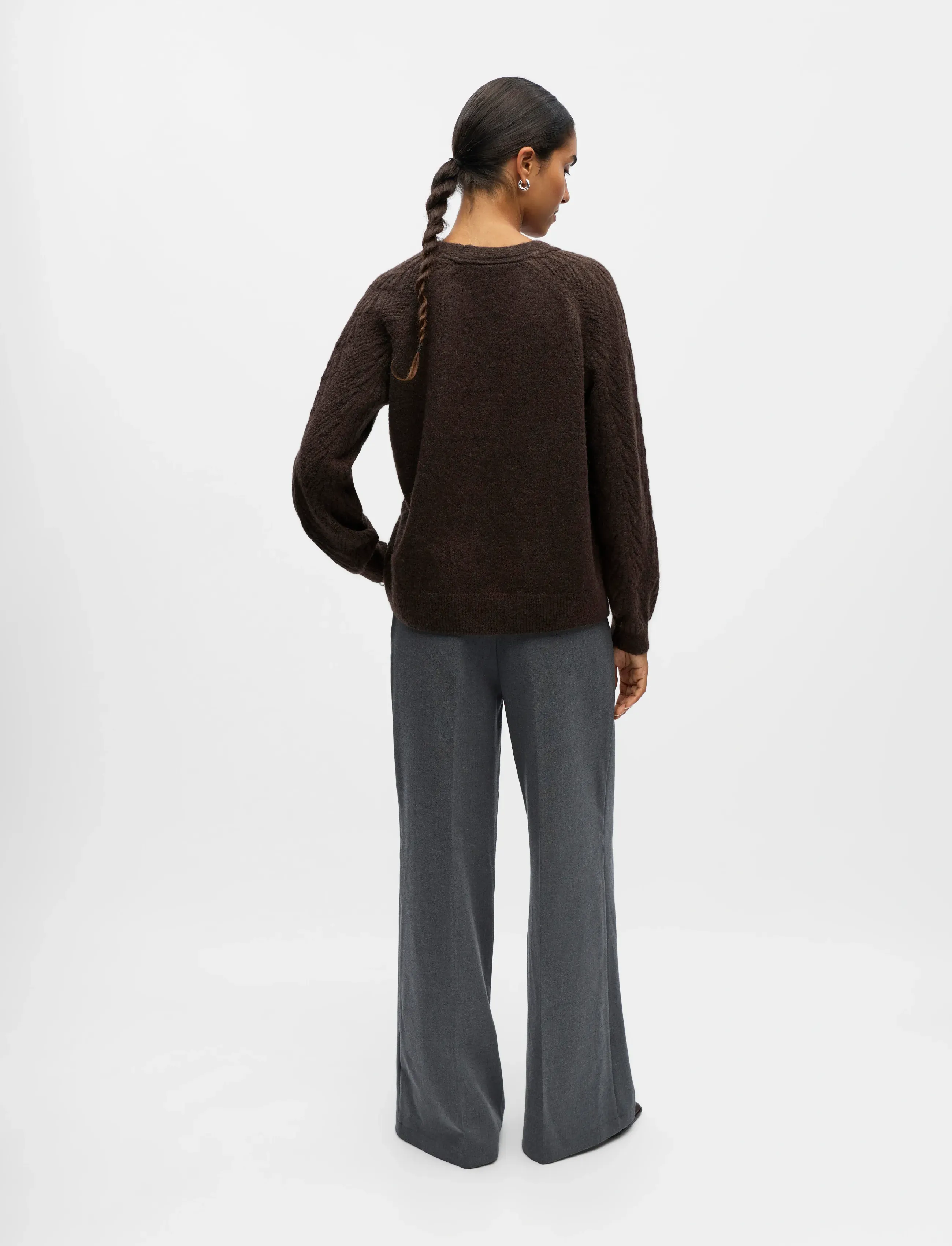 Object - OBJFLORA RE L/S KNIT CARDIGAN NOOS - koftor - seal brown - 3
