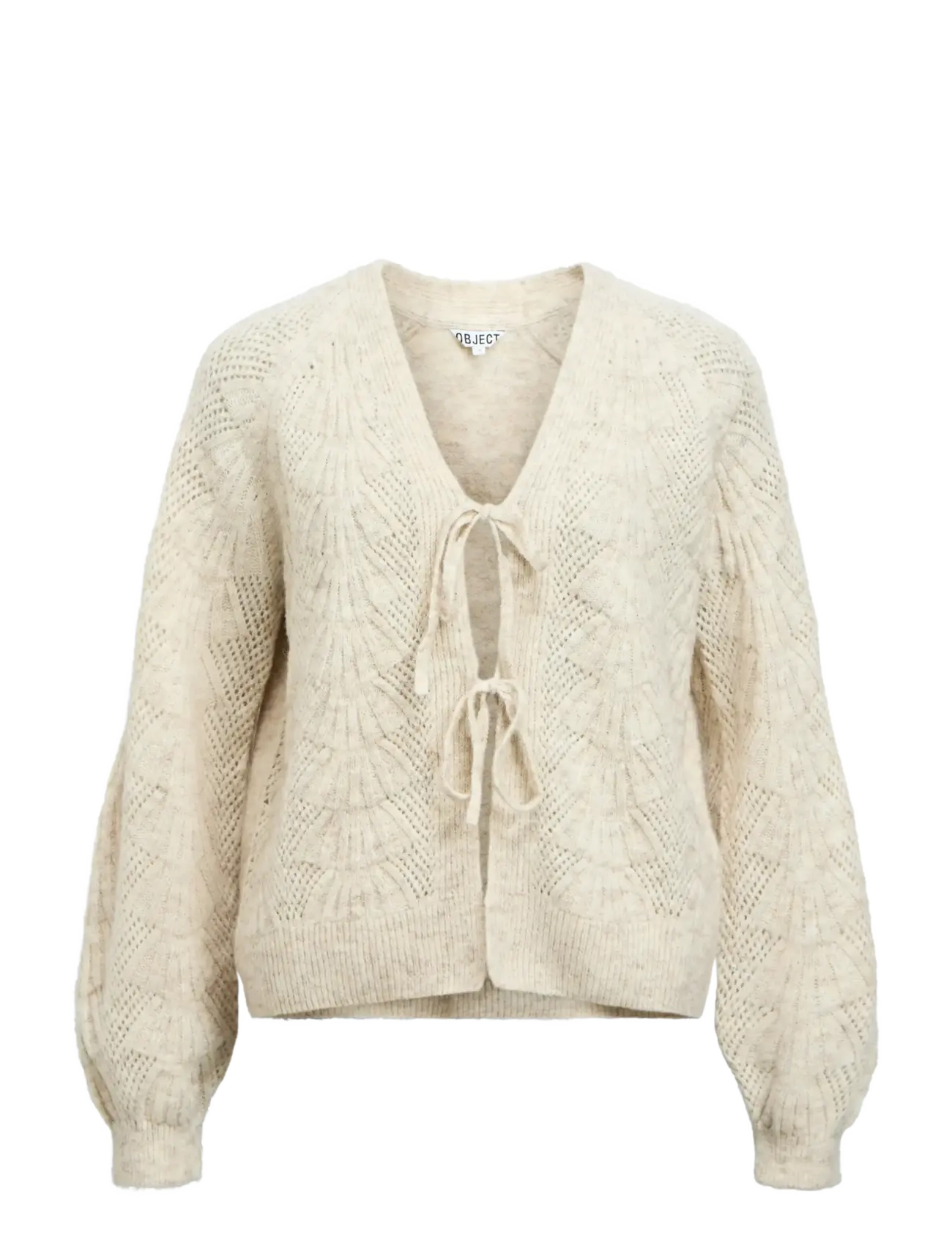 Object OBJFLORA RE L/S KNIT CARDIGAN NOOS - Cardigans - WHITE SAND / grey