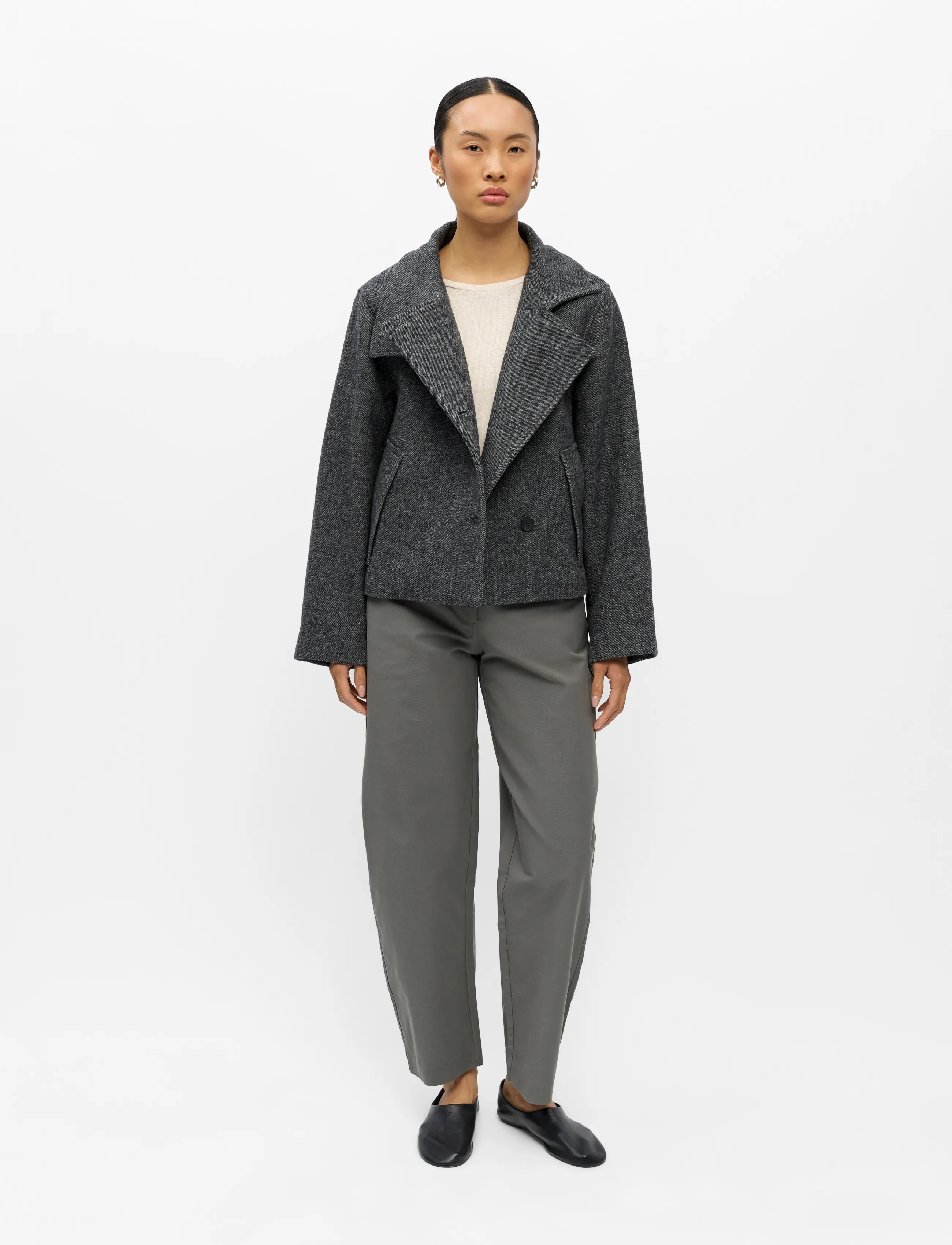 Object OBJRIKI RE SHORT JACKET NOOS - Object - BLACK / grey