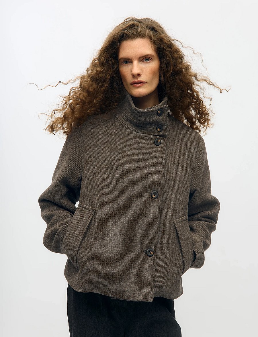 Object - OBJRIKI RE SHORT JACKET NOOS - wolljacken - morel - 2