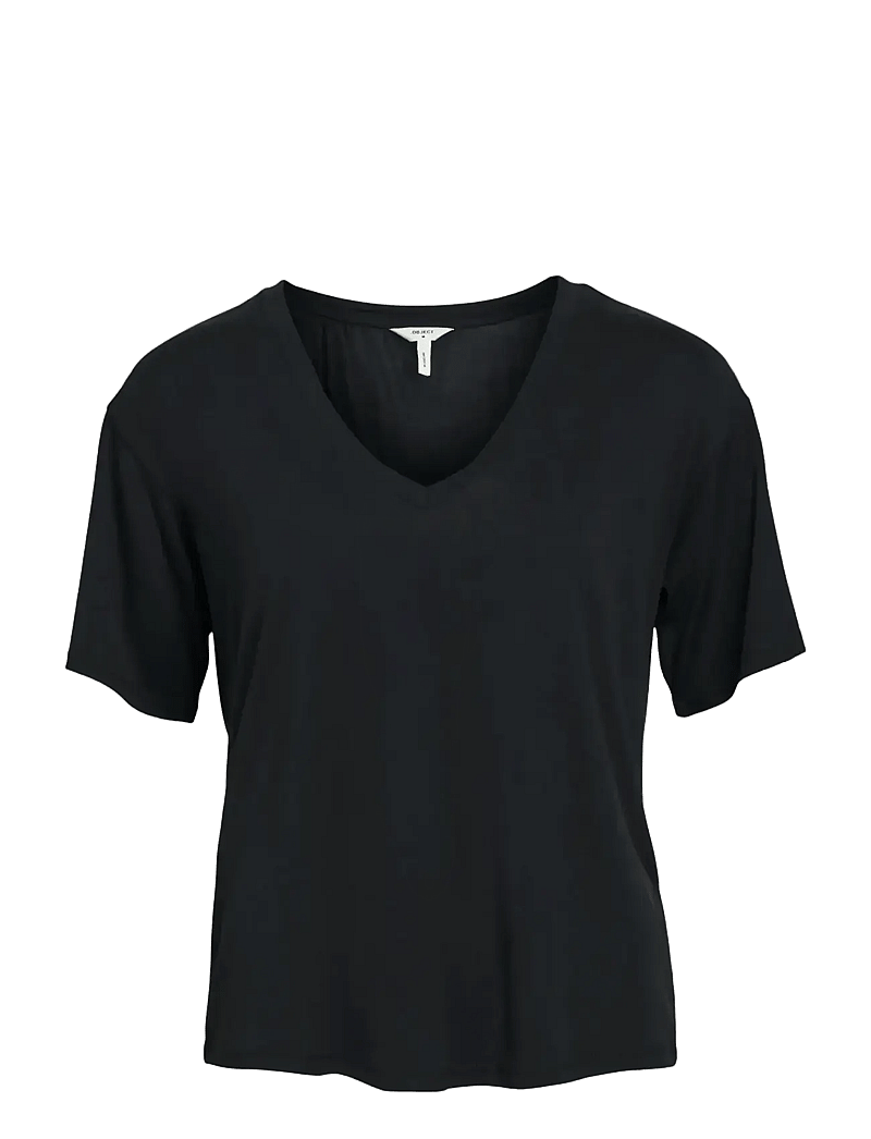 Object - OBJANNIE RE S/S V-NECK TOP NOOS - t-shirts - black - 1