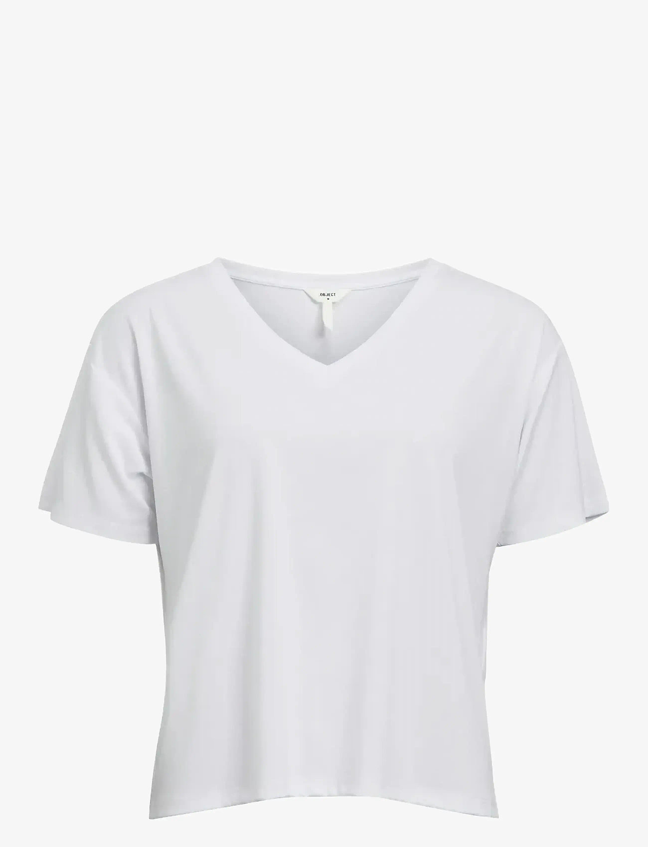 Object - OBJANNIE RE S/S V-NECK TOP NOOS - efterårstøj - white - 1