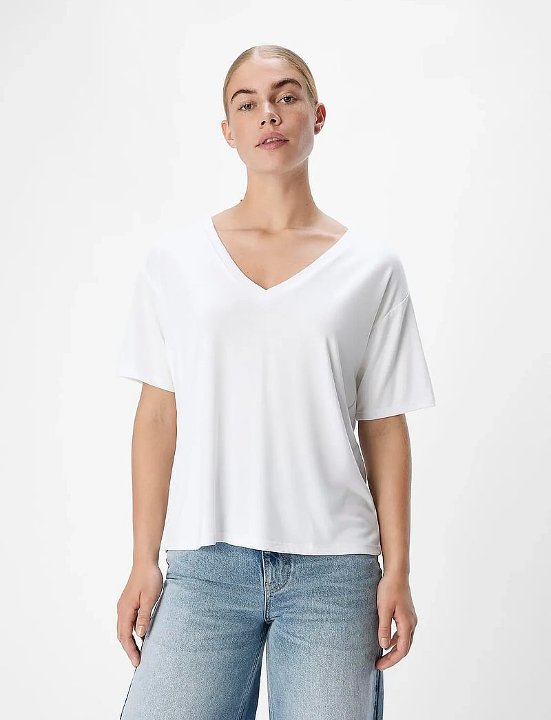 Object - OBJANNIE RE S/S V-NECK TOP NOOS - t-shirts - white - 0