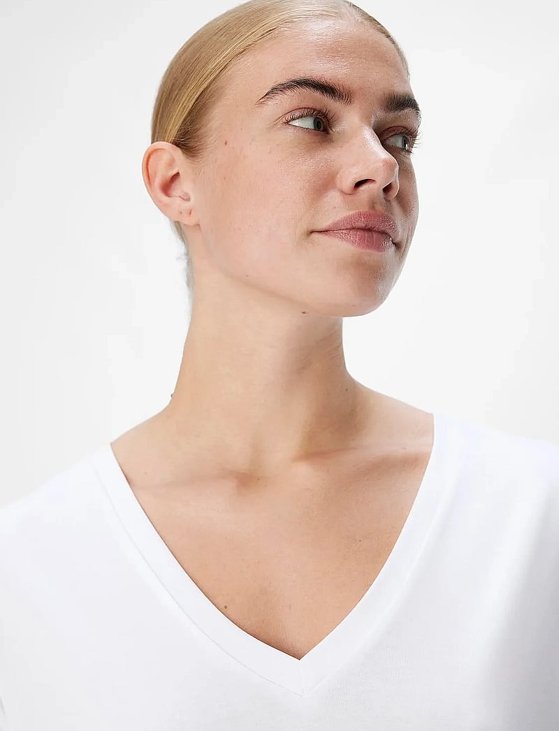 Object - OBJANNIE RE S/S V-NECK TOP NOOS - t-shirts - white - 3