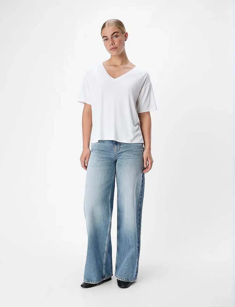 Object - OBJANNIE RE S/S V-NECK TOP NOOS - t-shirts - white - 4