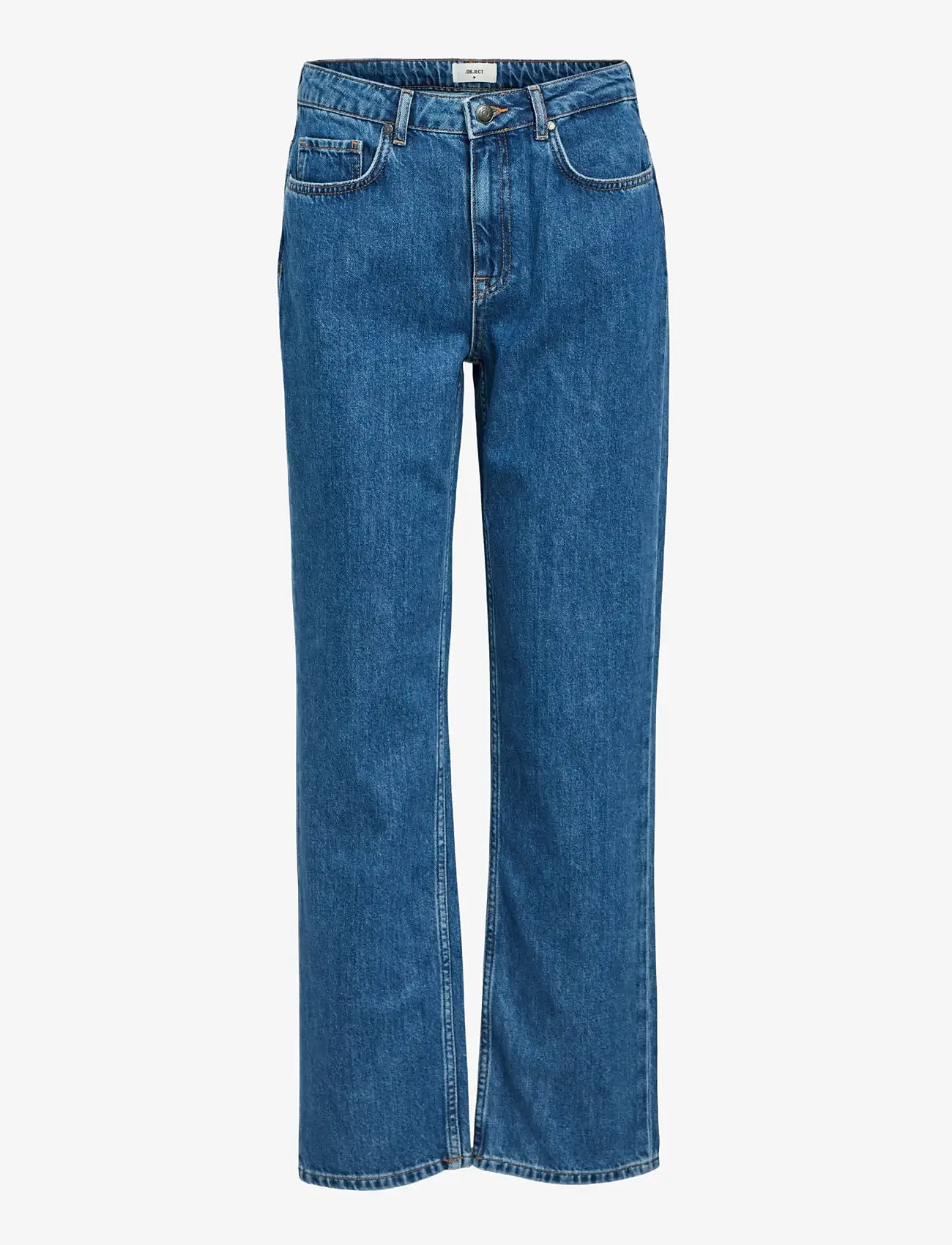 Object - OBJSAVA ELLEN MW STRAIGHT JEANS NOOS - sirge säärega teksad - medium blue denim - 1
