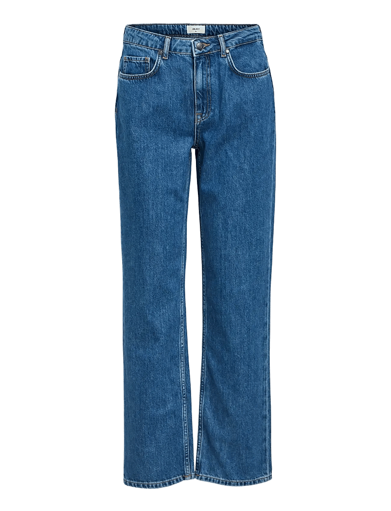 Object - OBJSAVA ELLEN MW STRAIGHT JEANS NOOS - sirge säärega teksad - medium blue denim - 1