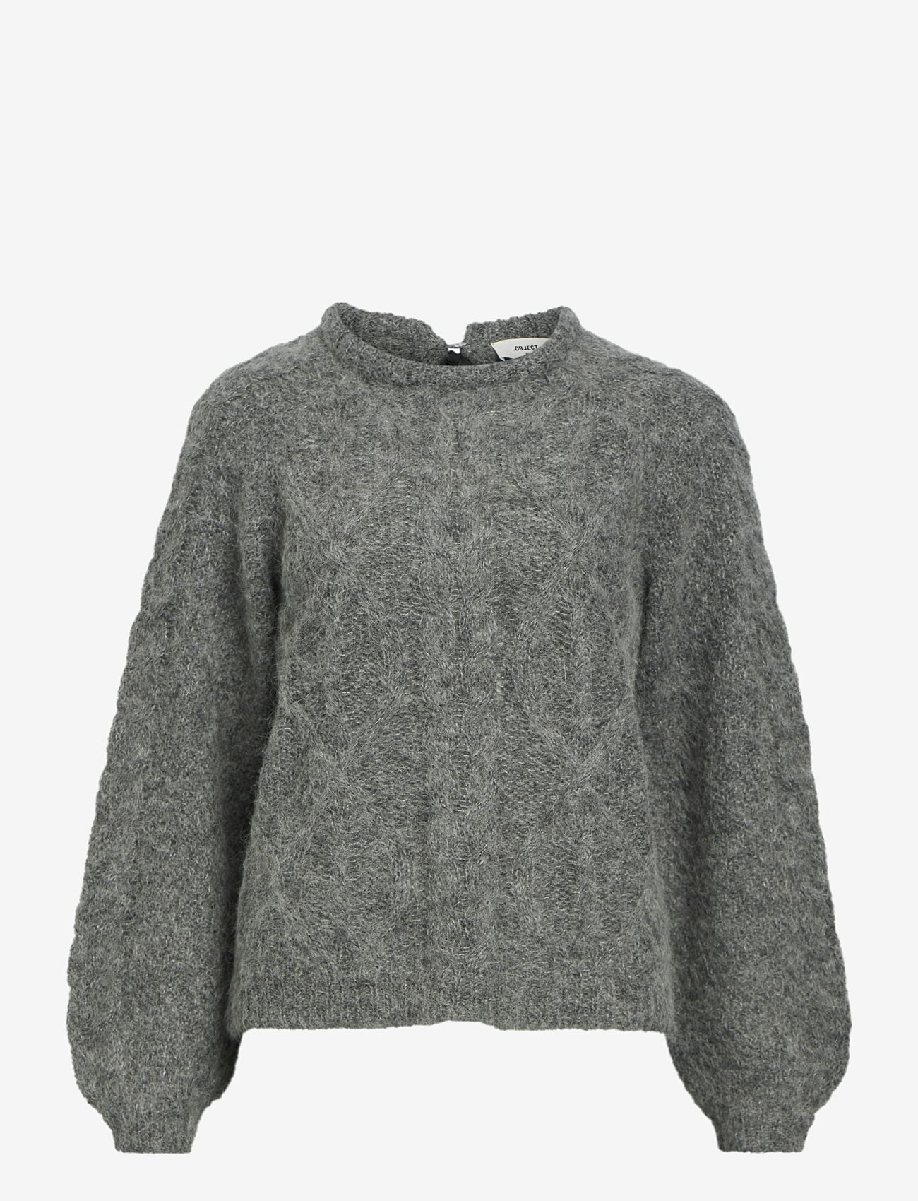 Object - OBJSMILLA KNIT RE L/S PULLOVER CC1 AW - herbstliche kleidung - medium grey melange - 0