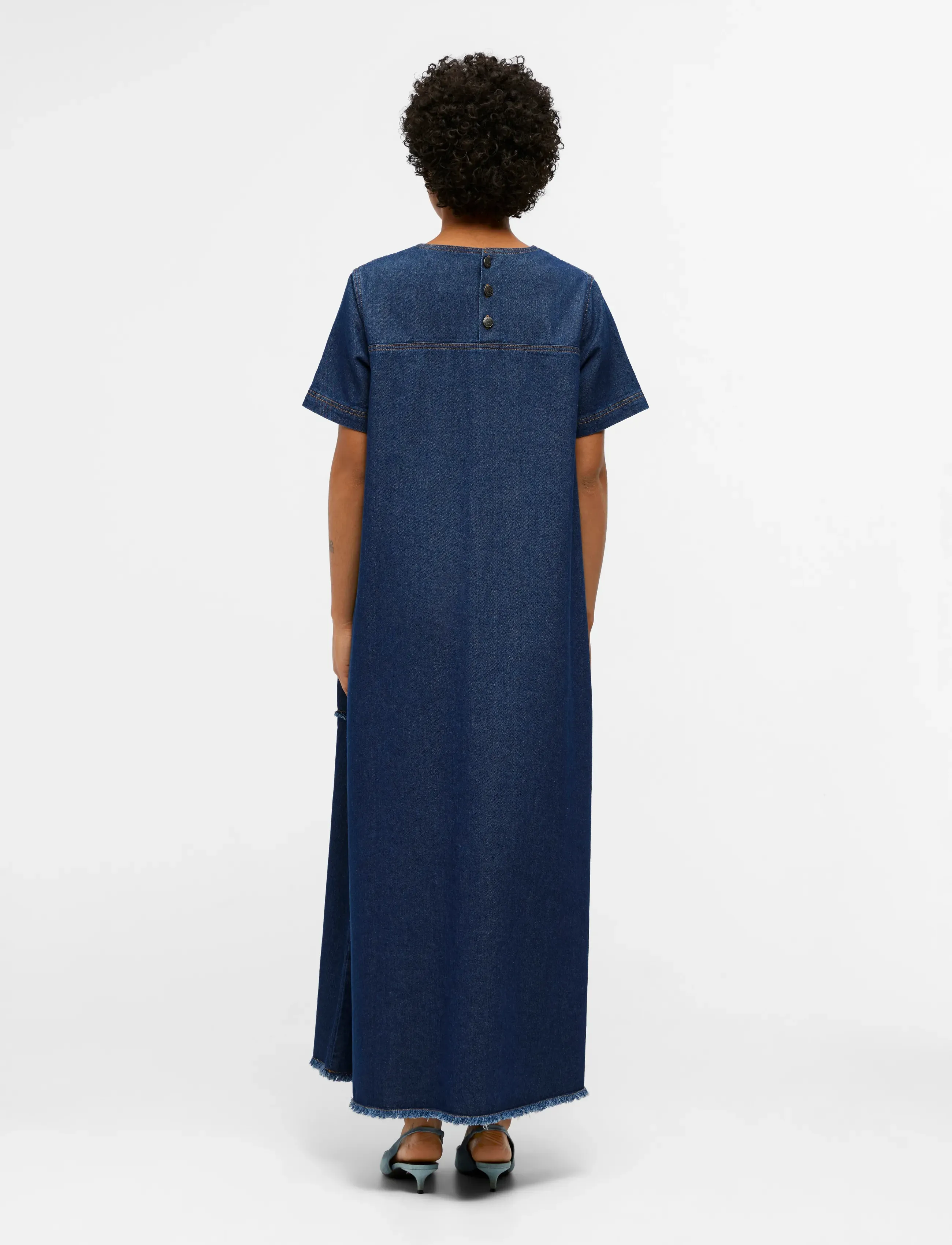 Object - OBJHARLOW S/S LONG DRESS E DIV - maxi dresses - dark blue denim - 3