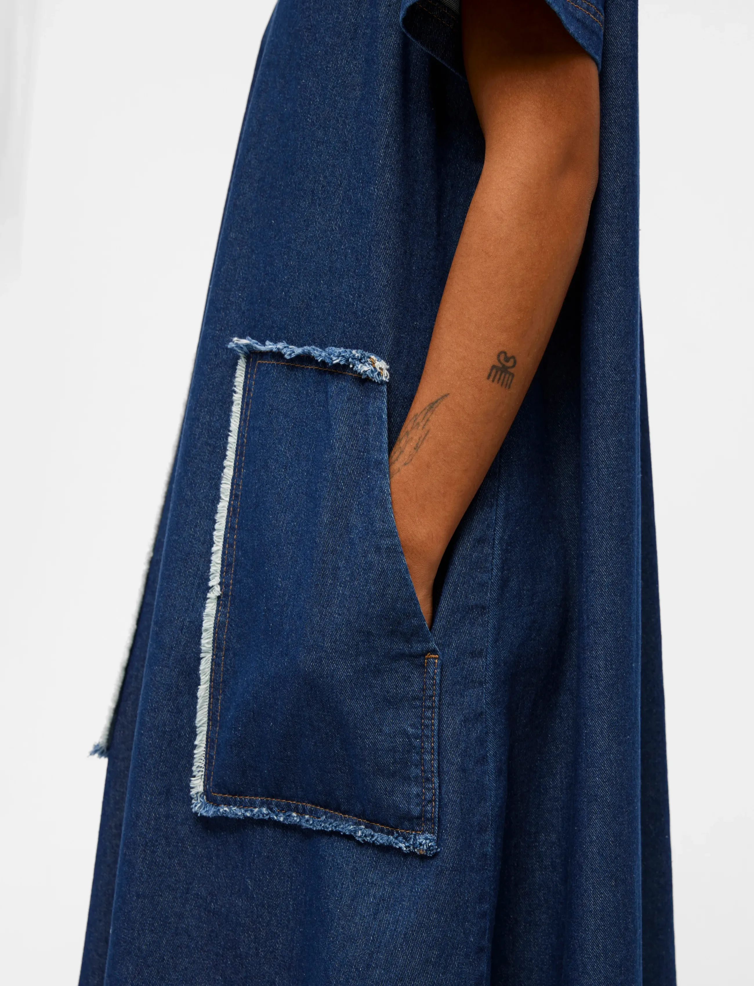 Object - OBJHARLOW S/S LONG DRESS E DIV - maxi dresses - dark blue denim - 5