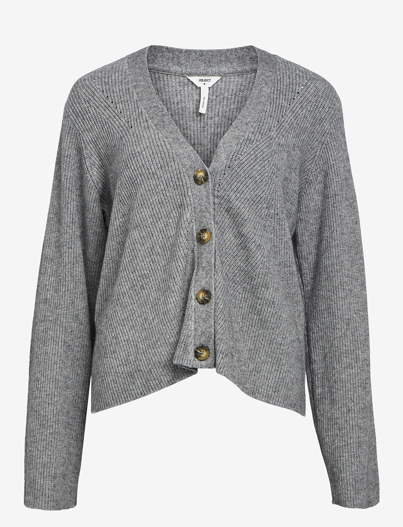 Object - OBJDITTE RE L/S KNIT CARDIGAN NOOS - medium grey melange - 0
