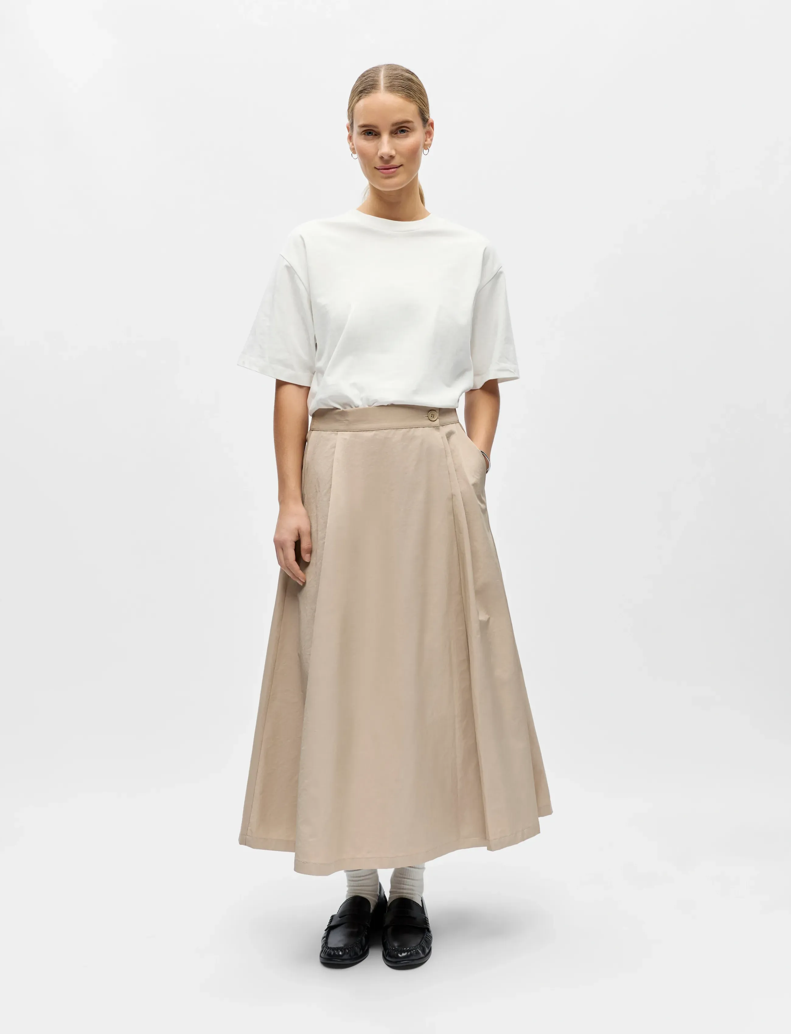 Object Objdina Oz Hw Skirt Rep, 34, Röcke, Beige - Maxi Frauen