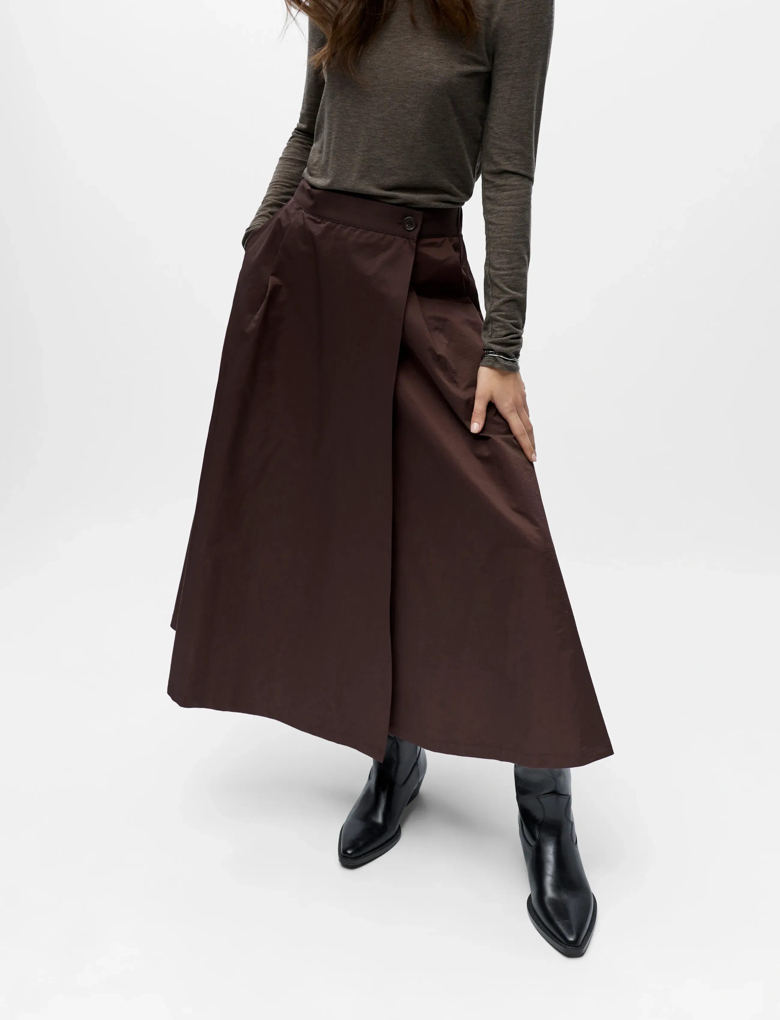 Object - OBJDINA OZ HW SKIRT REP - maxi nederdele - seal brown - 4