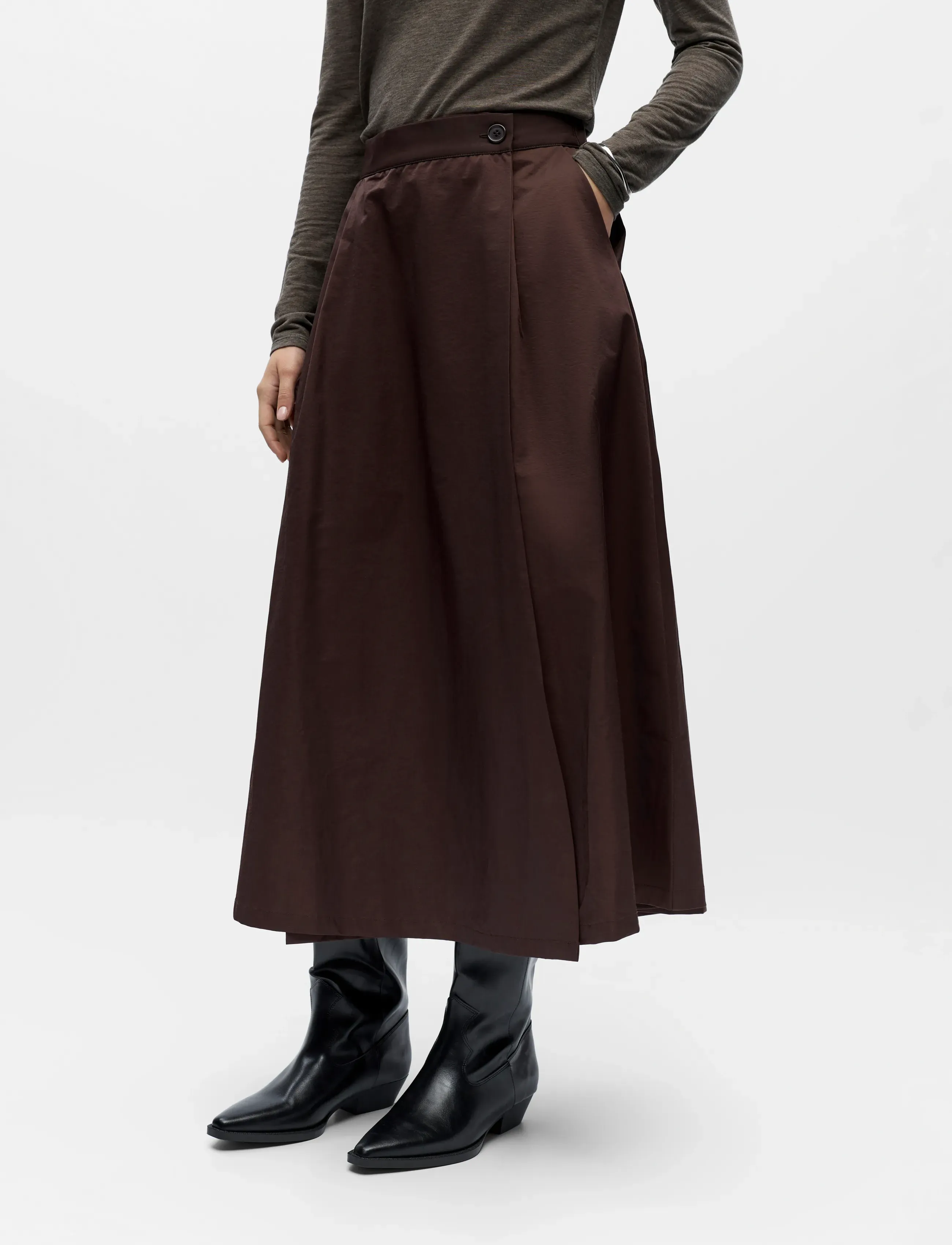 Object - OBJDINA OZ HW SKIRT REP - maxi nederdele - seal brown - 5