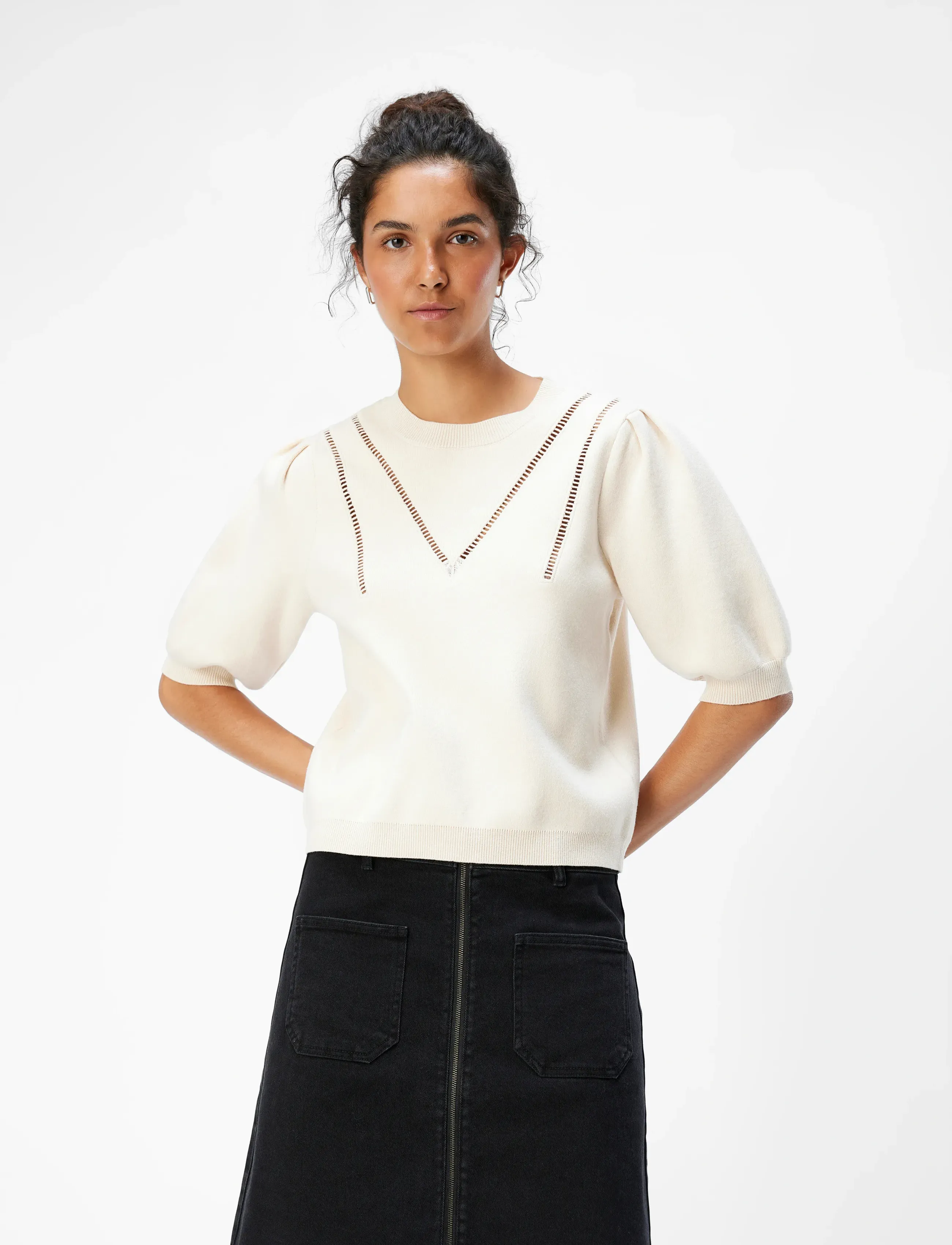 Object - OBJVARI KNIT 2/4 RE KNIT PULLOVER 134 - pullover - sandshell - 5