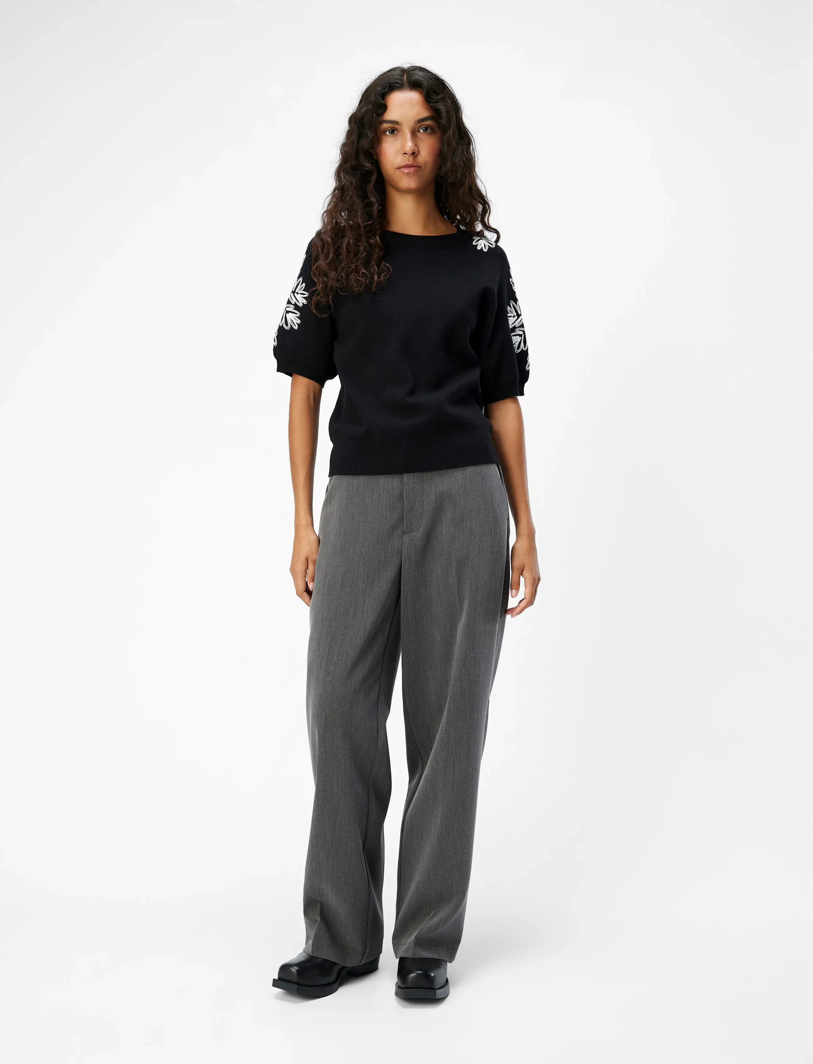 Object - OBJRASHIA KNIT 2/4 RE PULLOVER 134 - tröjor - black - 4