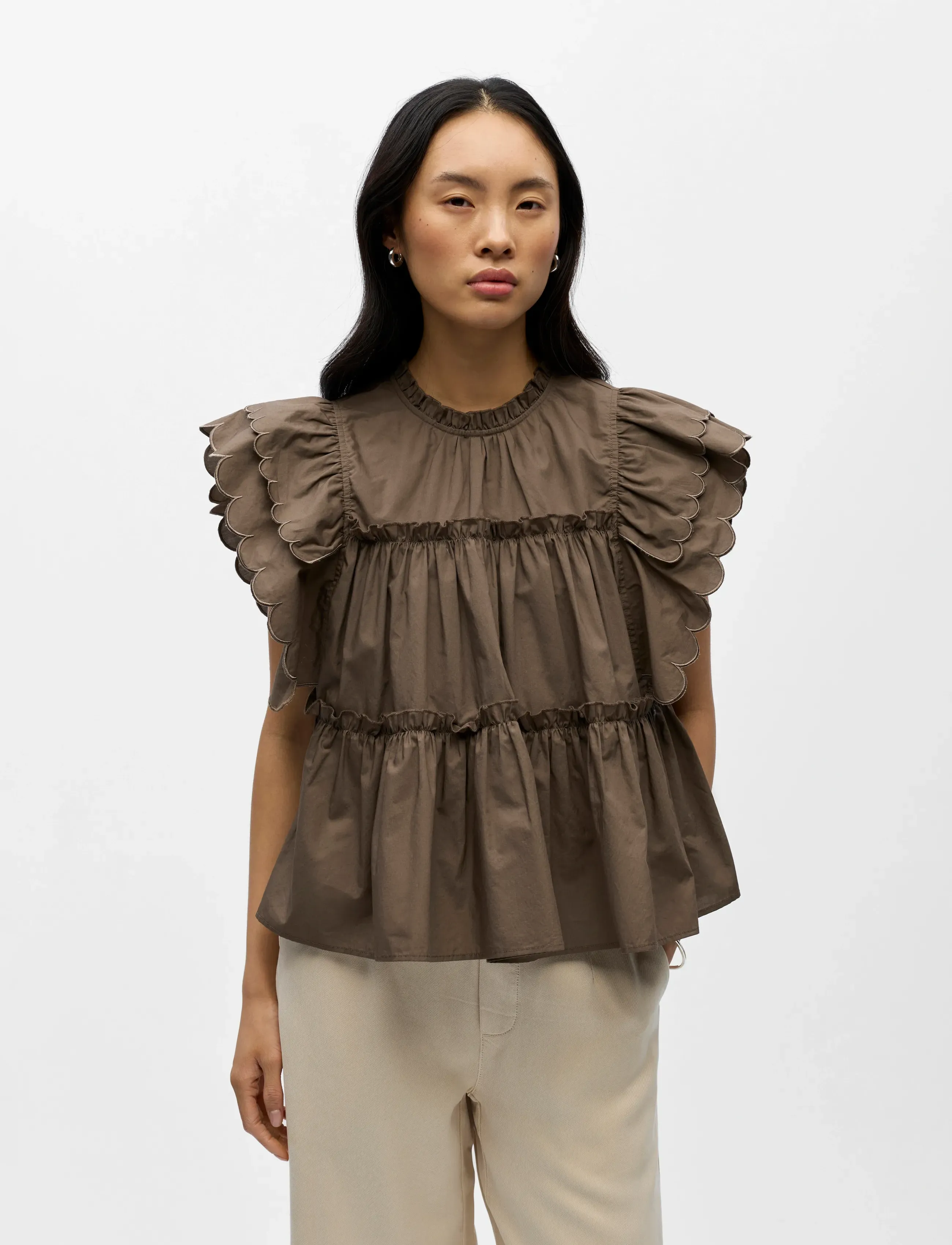Object Objhope S/L Top Rep, 38, Blouses, Braun - Short-sleeved, Frauen