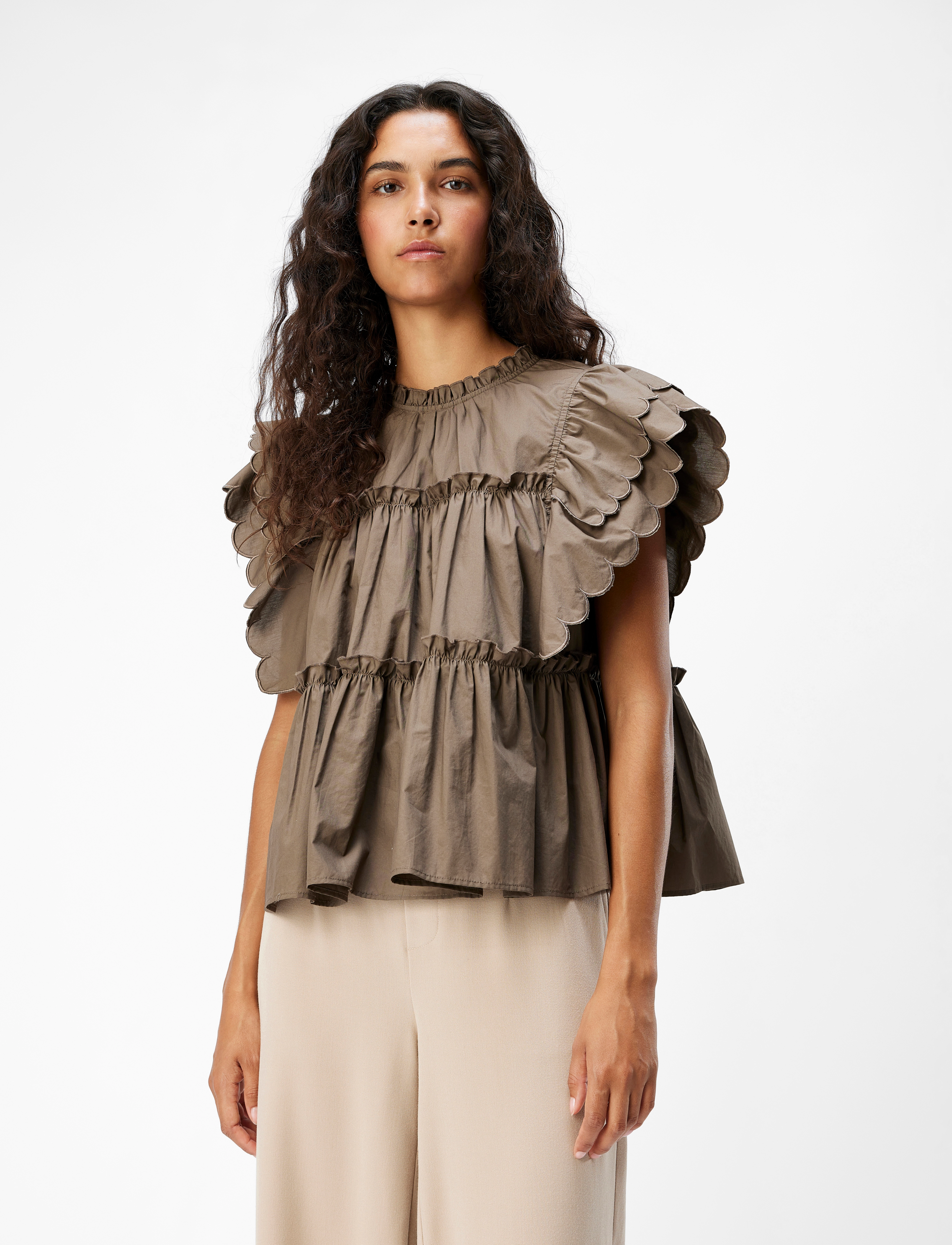 Object OBJHOPE S/L TOP REP - Blouses - MOREL / brown