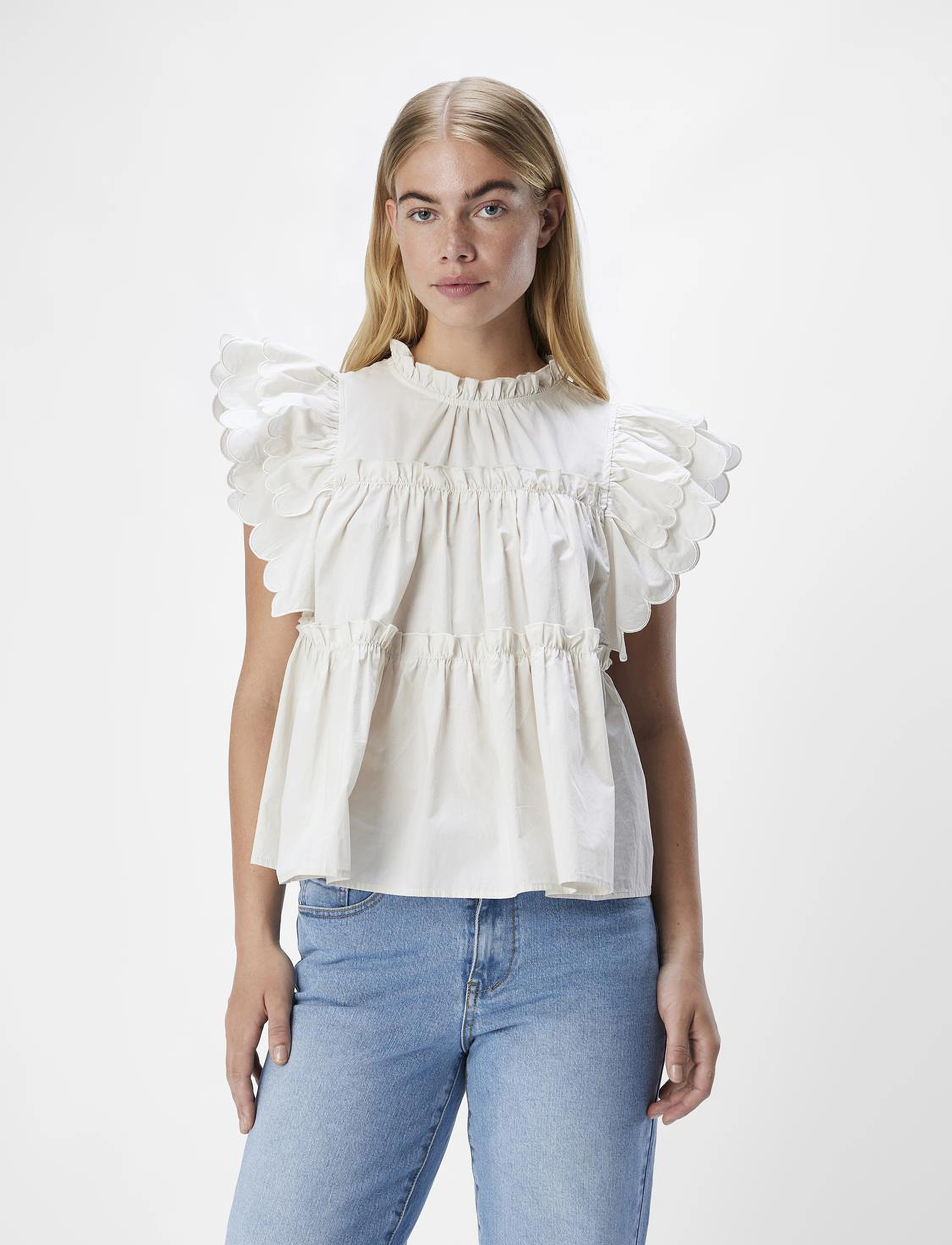Object Objhope S/L Top Rep, 36, Blouses, Creme - Short-sleeved, Frauen