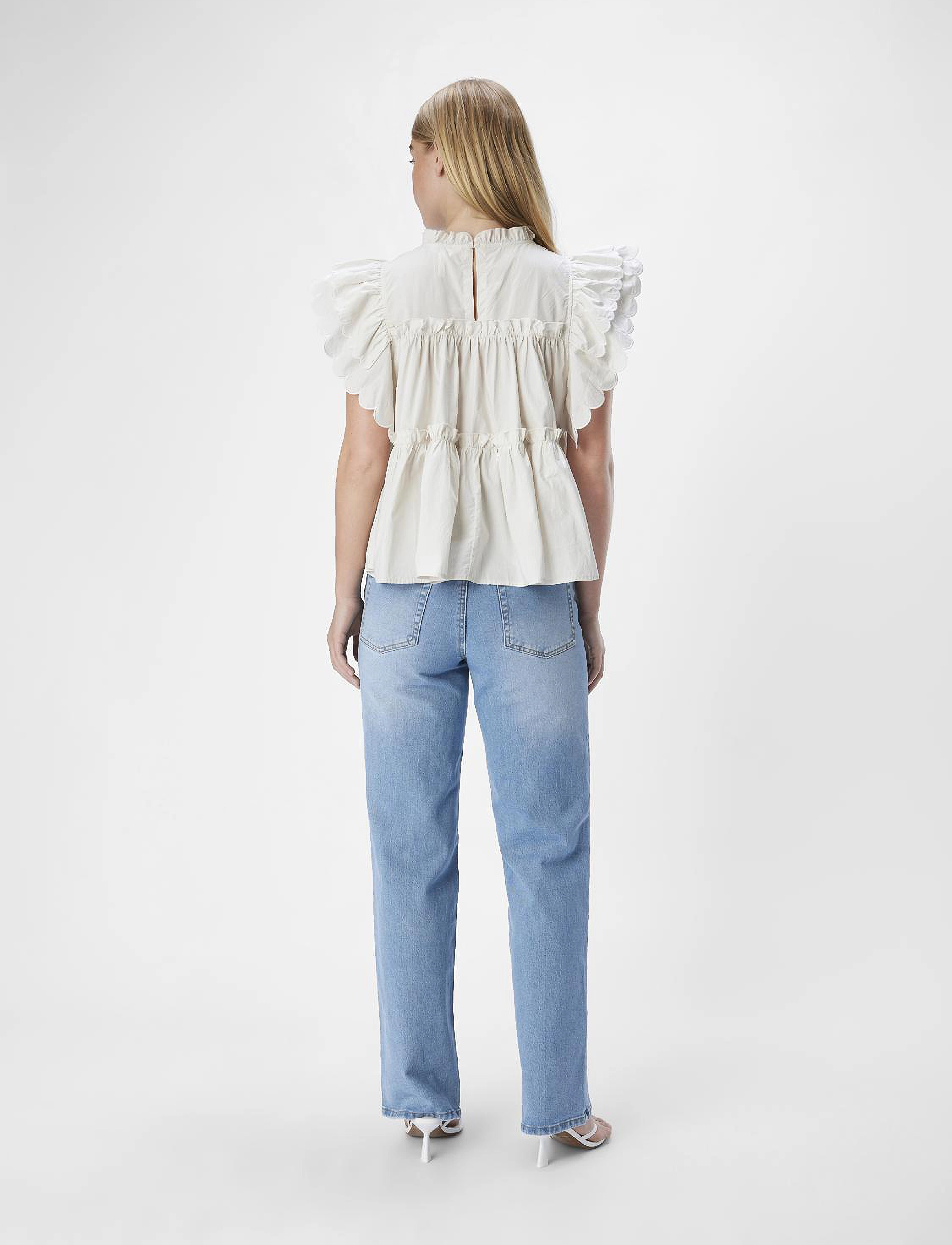 Object - OBJHOPE S/L TOP REP - sleeveless blouses - white sand - 2